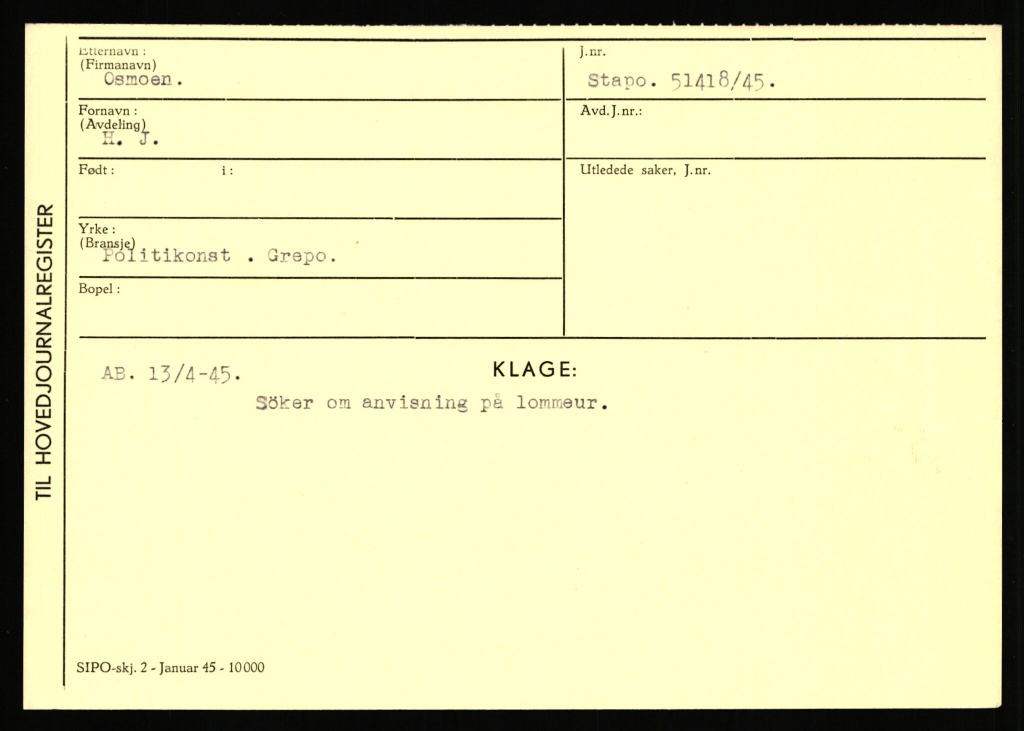 Statspolitiet - Hovedkontoret / Osloavdelingen, AV/RA-S-1329/C/Ca/L0012: Oanæs - Quistgaard	, 1943-1945, p. 2638