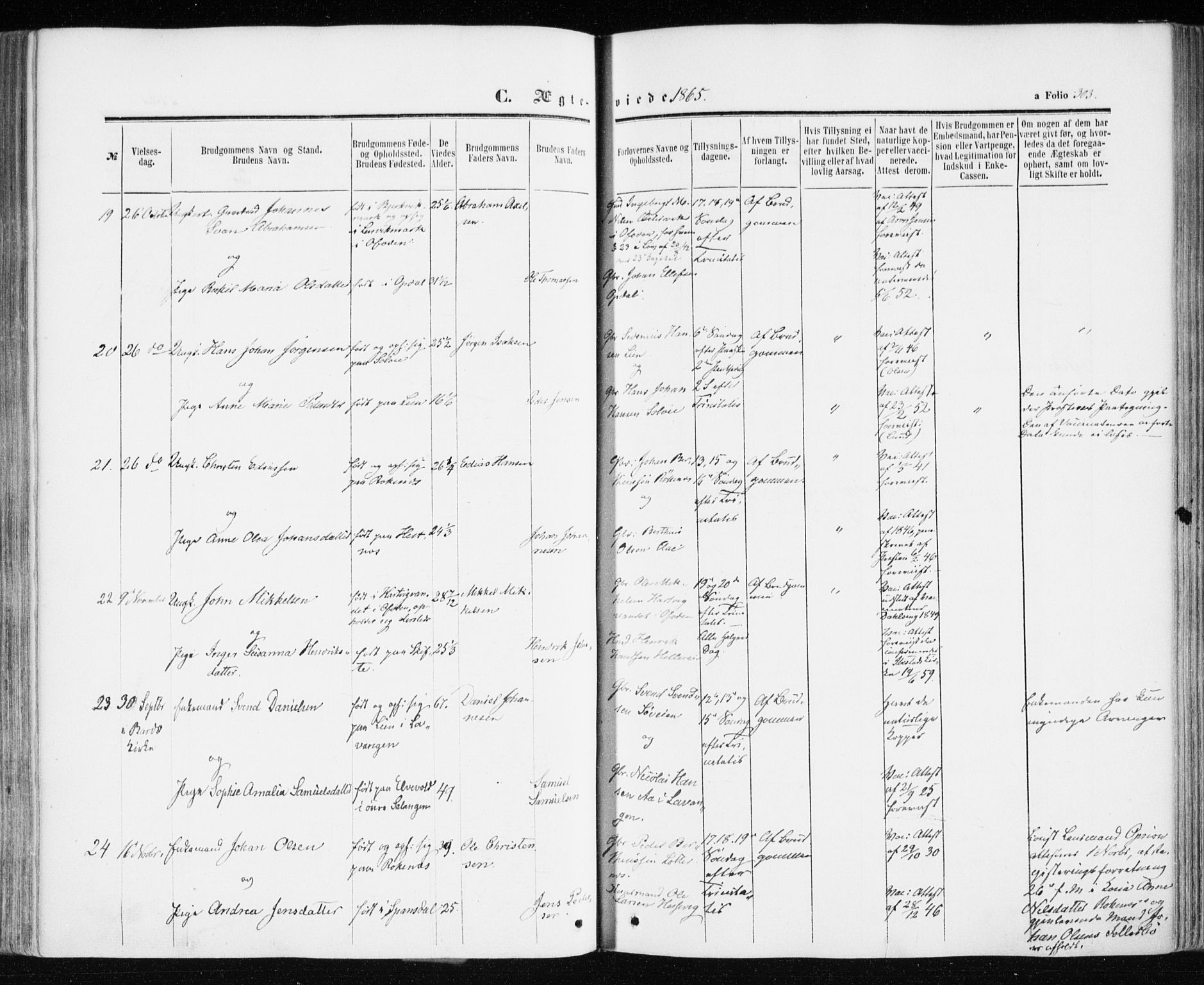 Ibestad sokneprestembete, SATØ/S-0077/H/Ha/Haa/L0009kirke: Parish register (official) no. 9, 1859-1868, p. 303