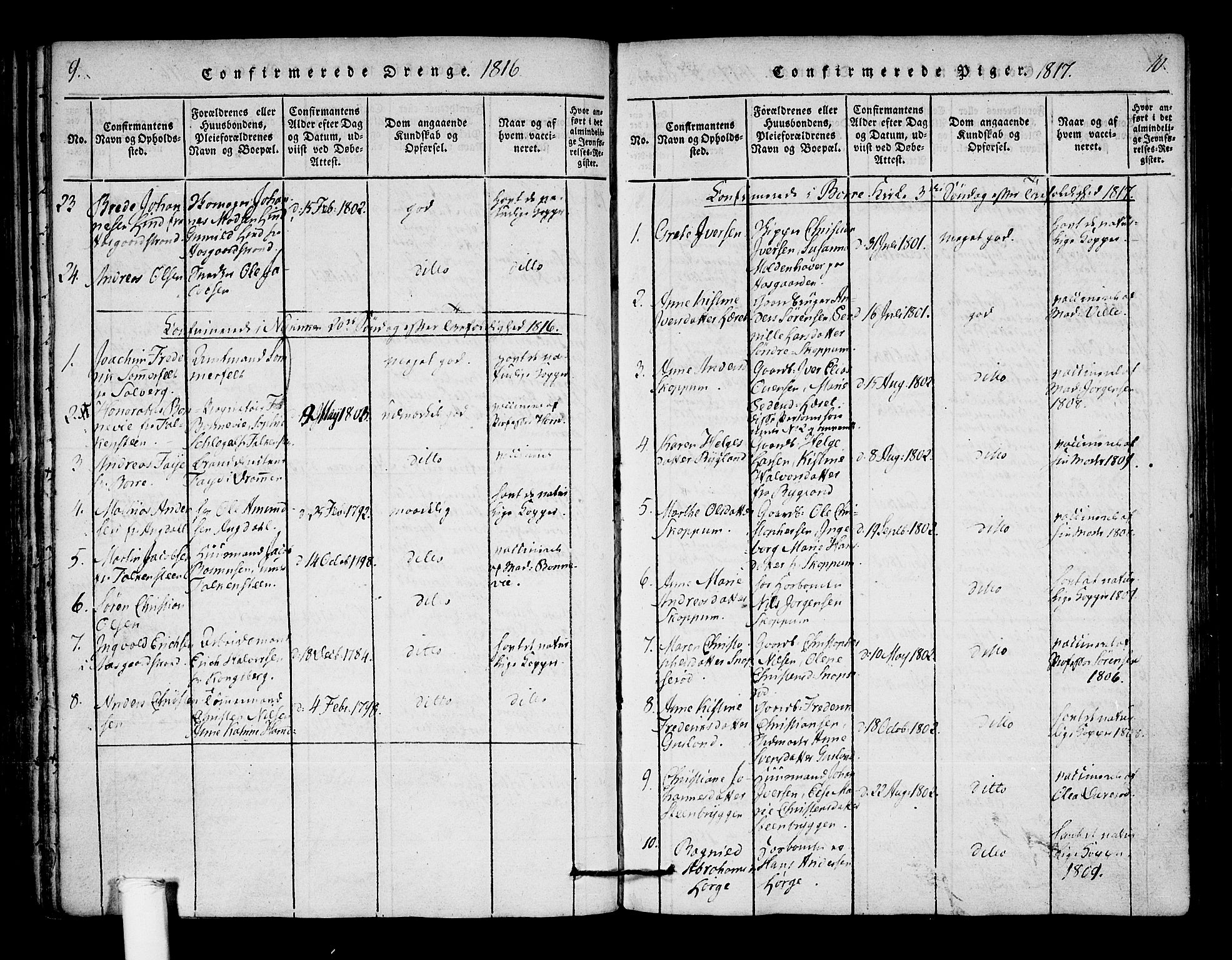 Borre kirkebøker, AV/SAKO-A-338/F/Fa/L0004: Parish register (official) no. I 4, 1815-1845, p. 9-10