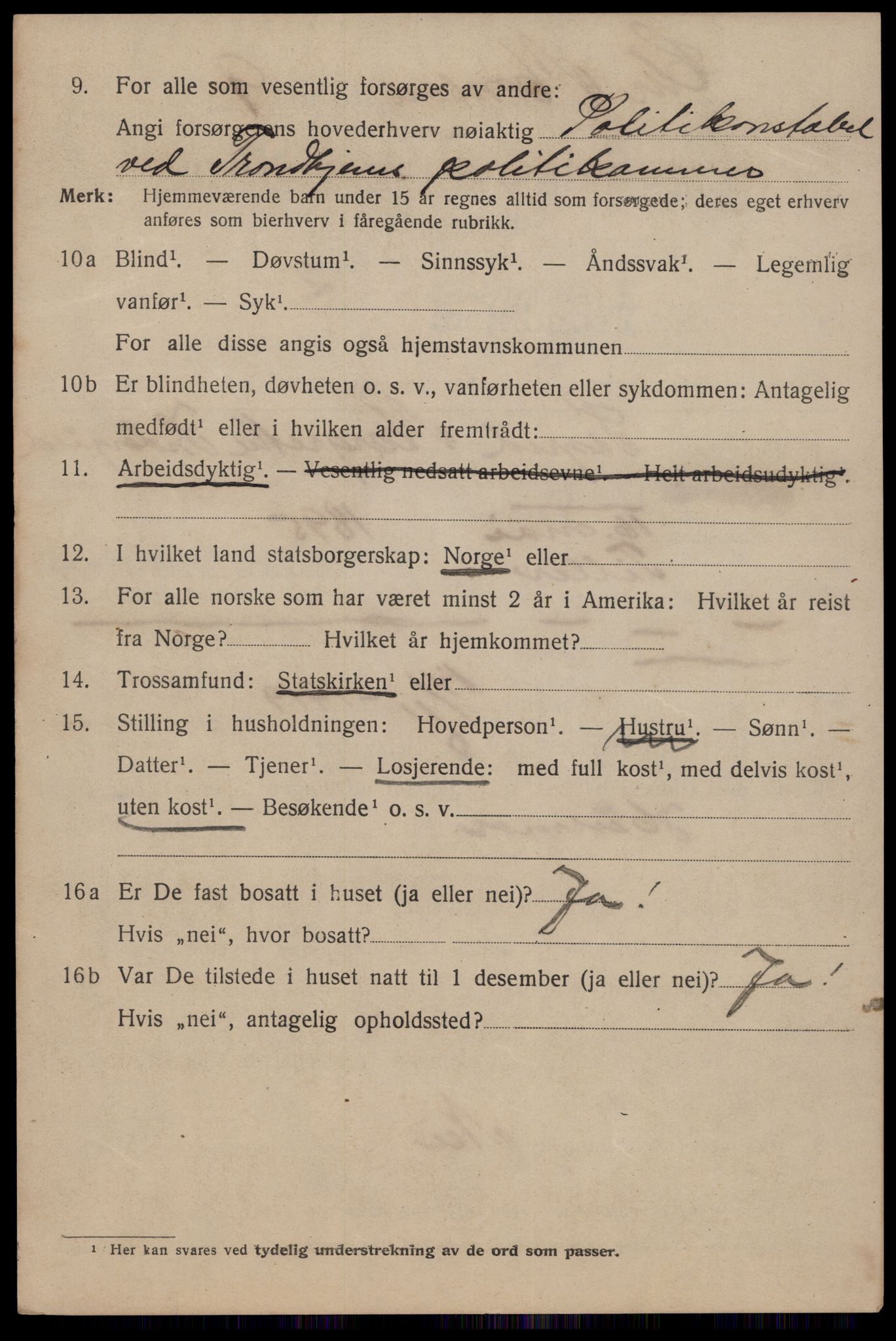 SAT, 1920 census for Trondheim, 1920, p. 113367