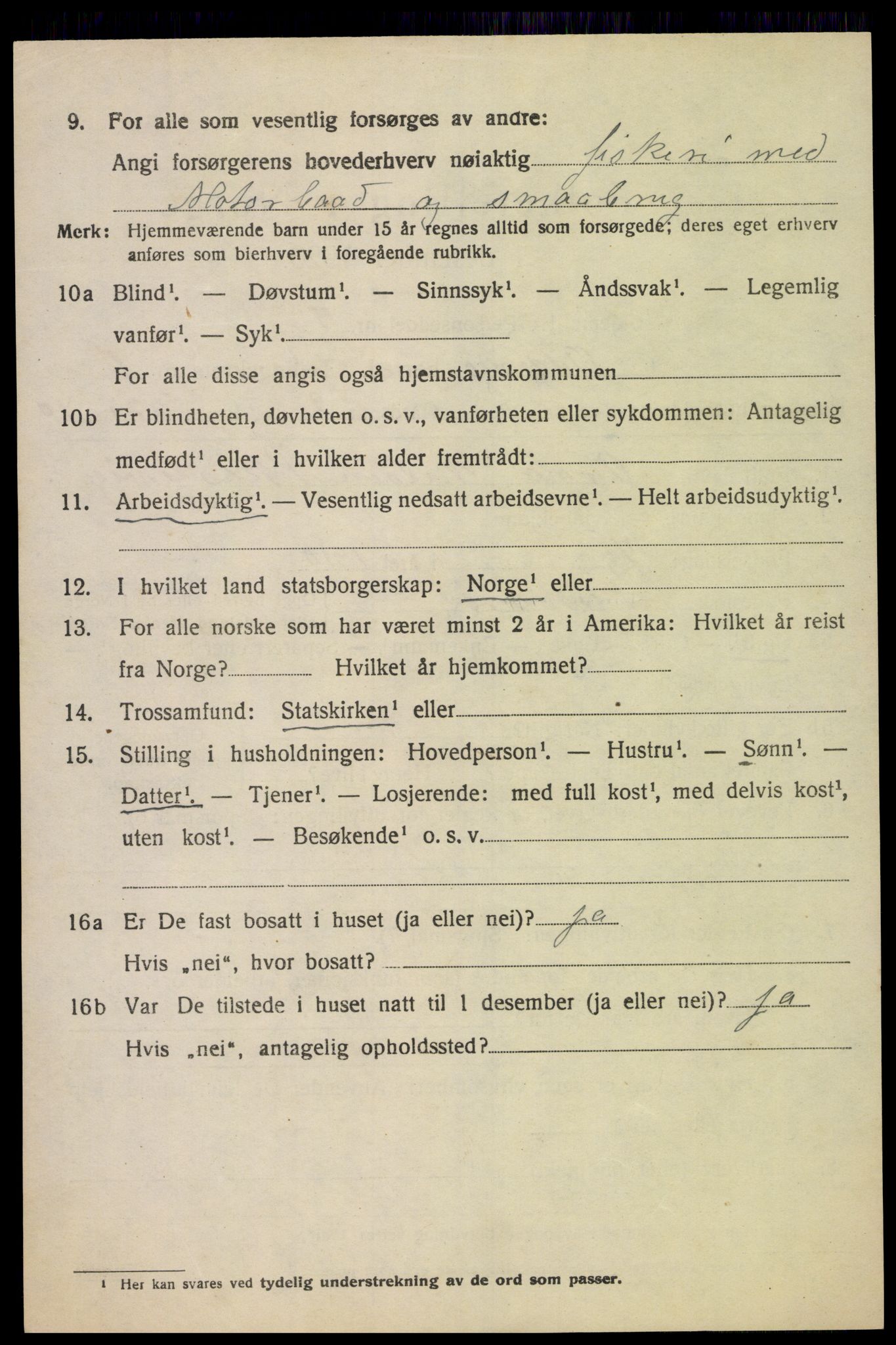 SAK, 1920 census for Oddernes, 1920, p. 2010
