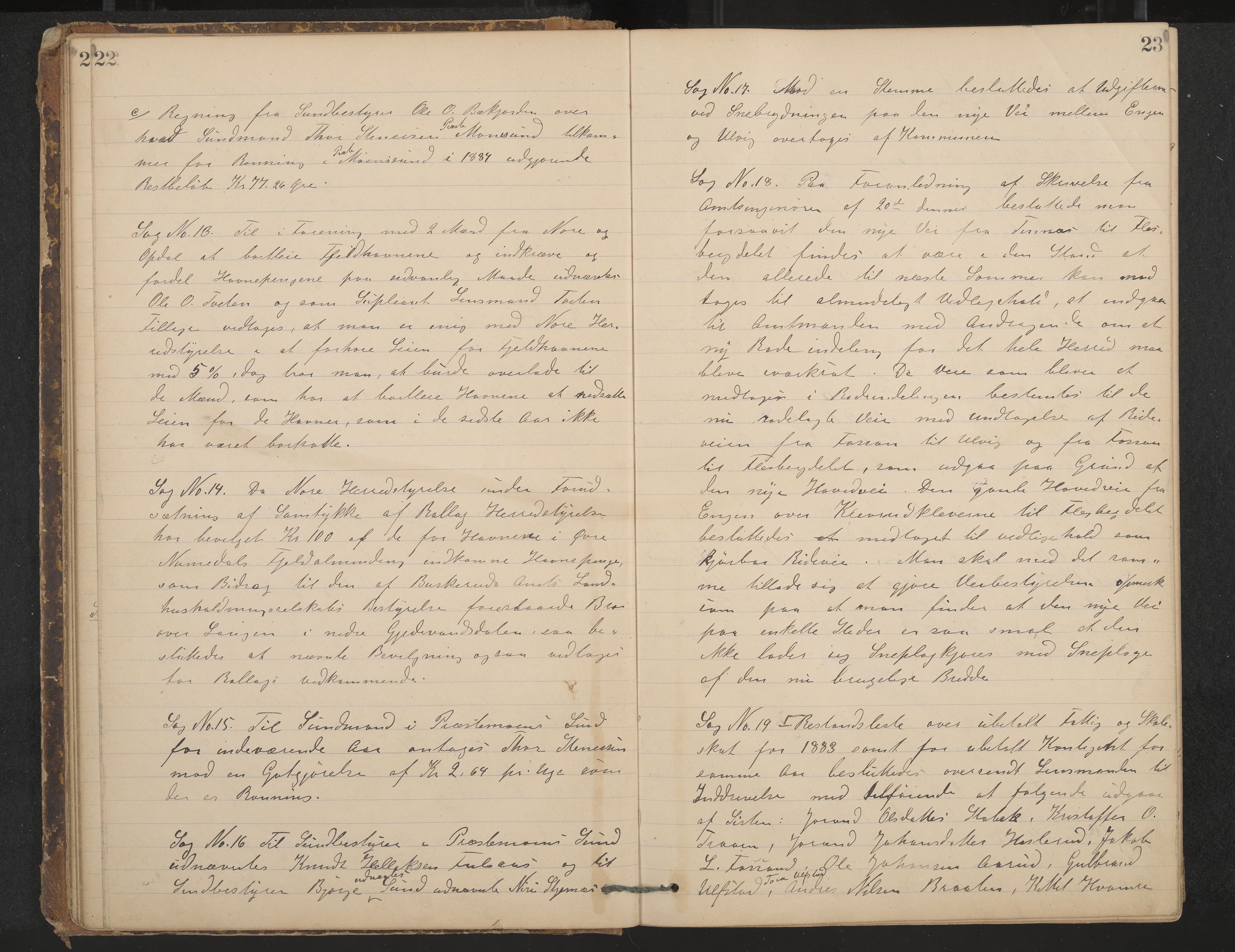 Rollag formannskap og sentraladministrasjon, IKAK/0632021-2/A/Aa/L0003: Møtebok, 1884-1897, p. 22-23