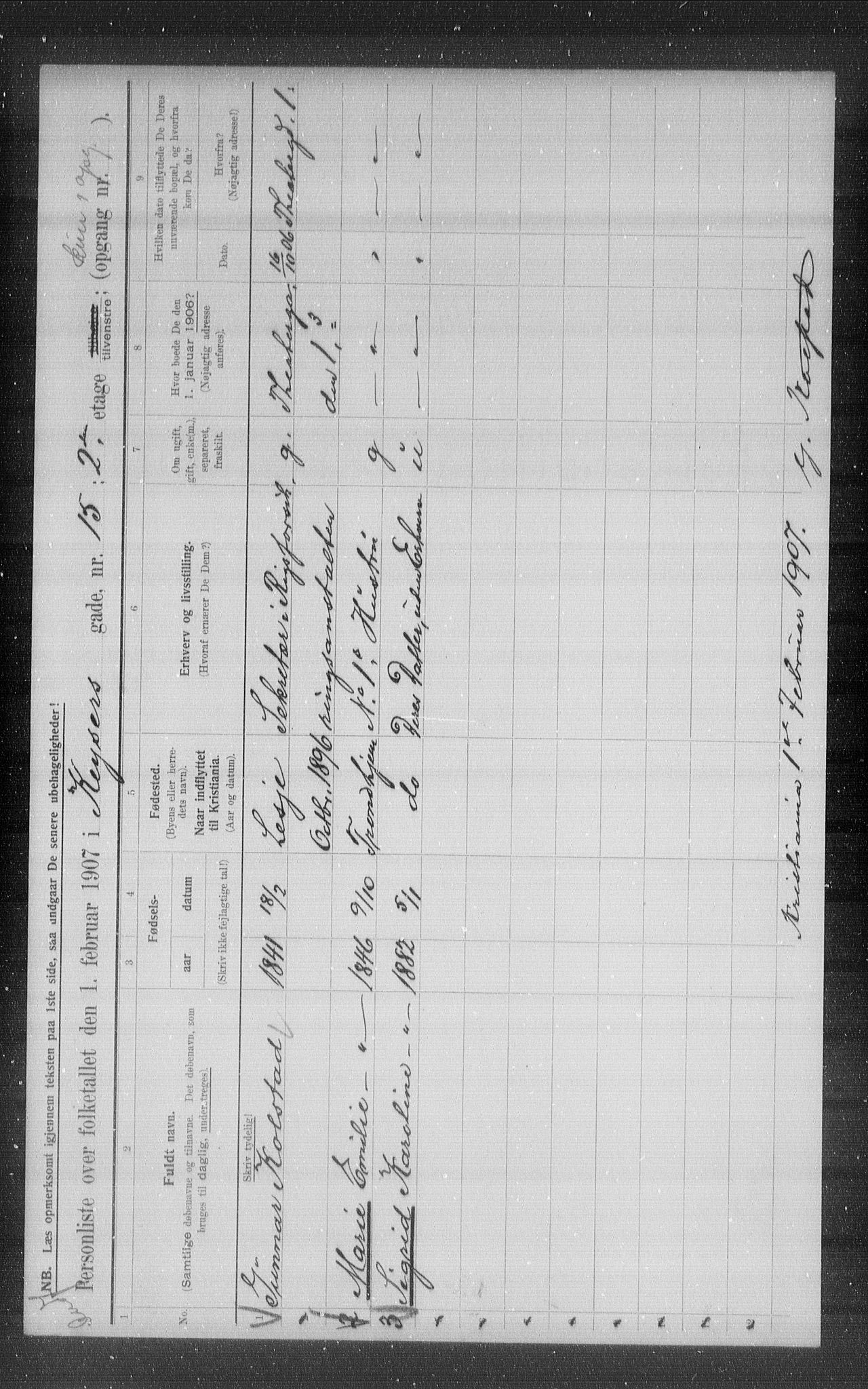 OBA, Municipal Census 1907 for Kristiania, 1907, p. 25170