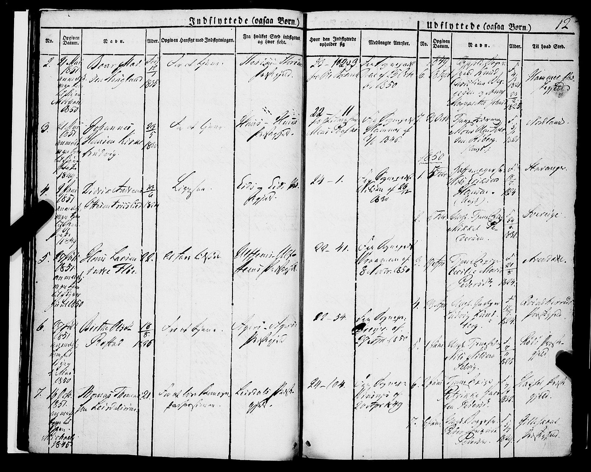 Korskirken sokneprestembete, SAB/A-76101/H/Haa/L0050: Parish register (official) no. F 1, 1821-1869, p. 12