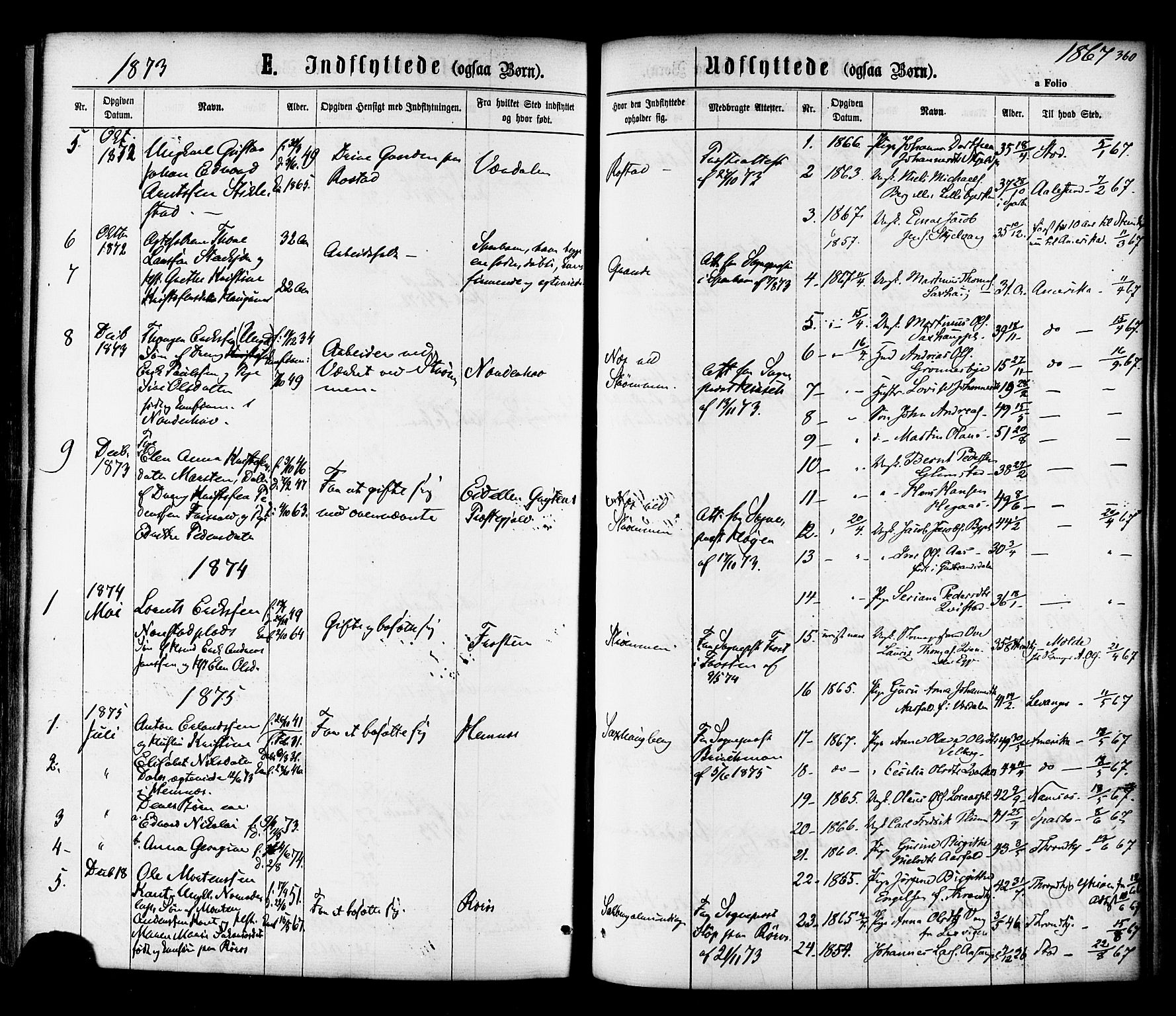 Ministerialprotokoller, klokkerbøker og fødselsregistre - Nord-Trøndelag, SAT/A-1458/730/L0284: Parish register (official) no. 730A09, 1866-1878, p. 360