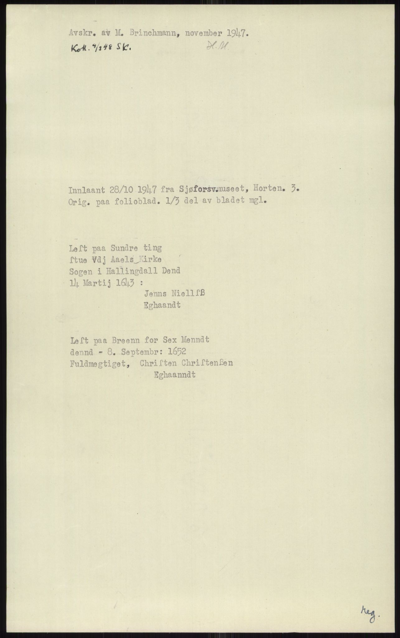 Samlinger til kildeutgivelse, Diplomavskriftsamlingen, AV/RA-EA-4053/H/Ha, p. 1989