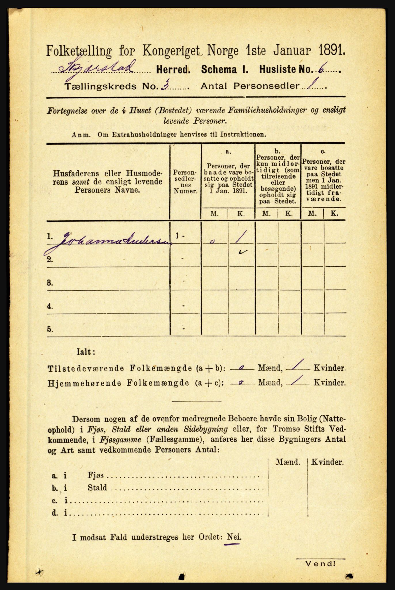 RA, 1891 census for 1842 Skjerstad, 1891, p. 695