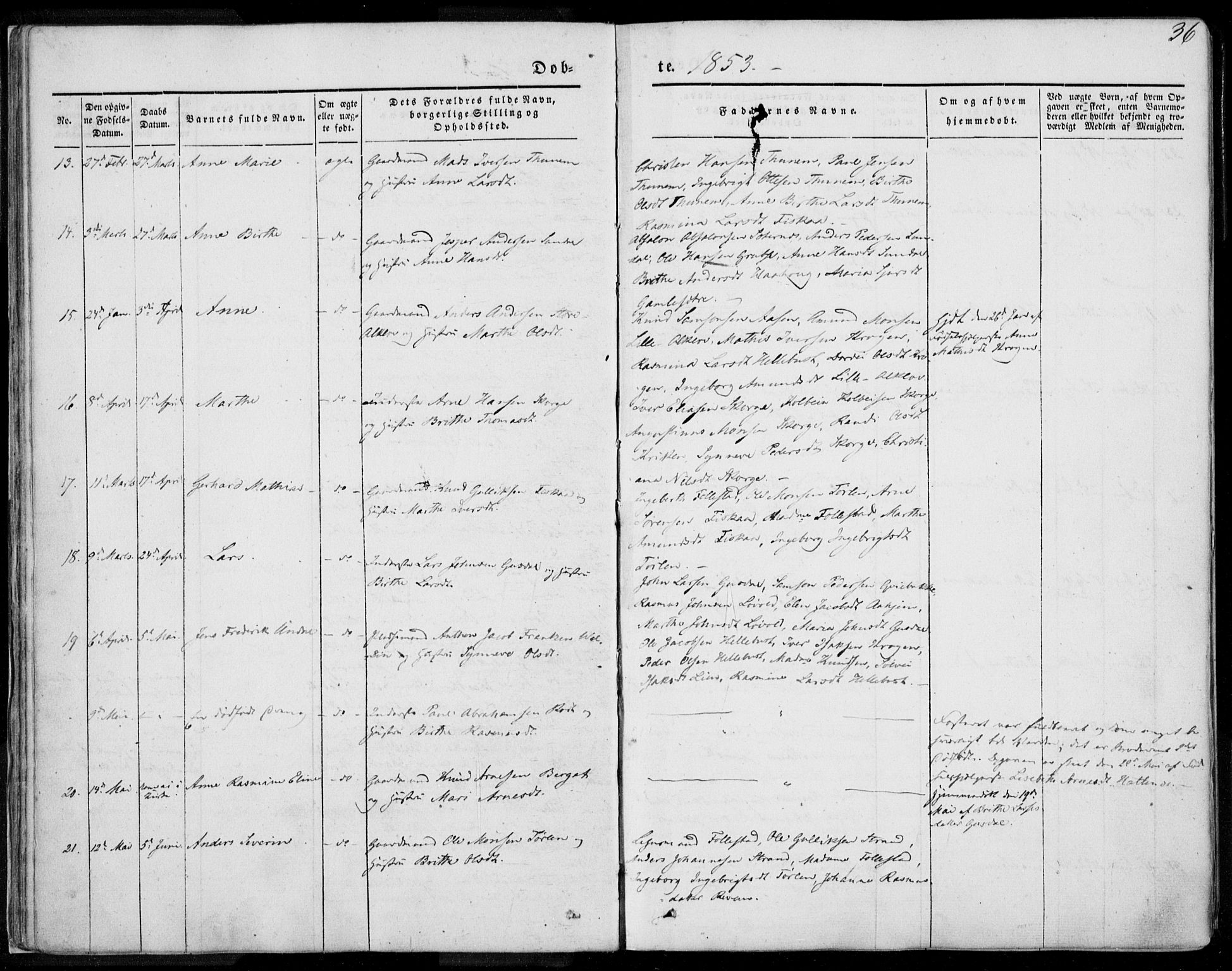 Ministerialprotokoller, klokkerbøker og fødselsregistre - Møre og Romsdal, SAT/A-1454/501/L0006: Parish register (official) no. 501A06, 1844-1868, p. 36