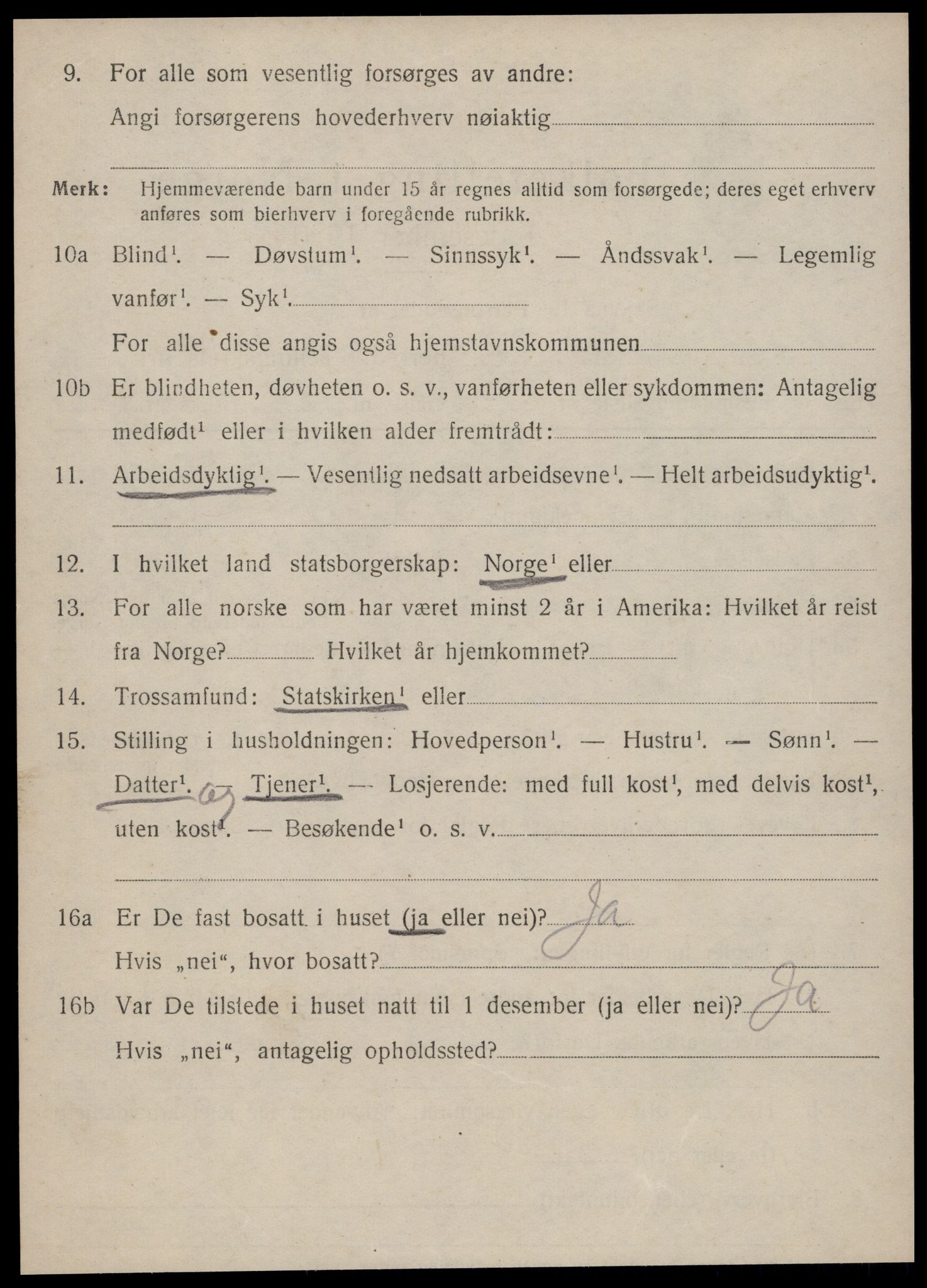 SAT, 1920 census for Stranda, 1920, p. 1122