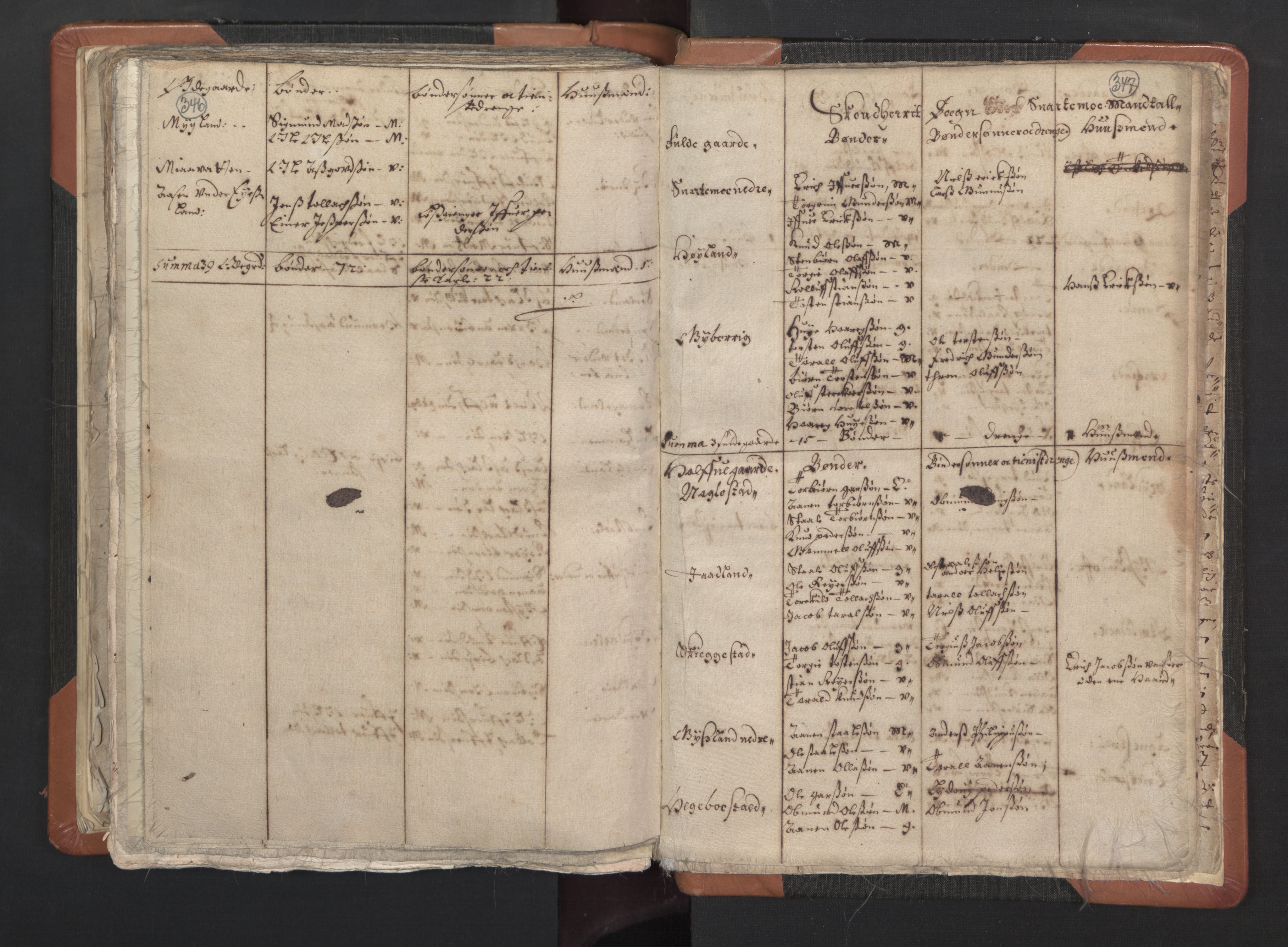RA, Vicar's Census 1664-1666, no. 16: Lista deanery, 1664-1666, p. 346-347