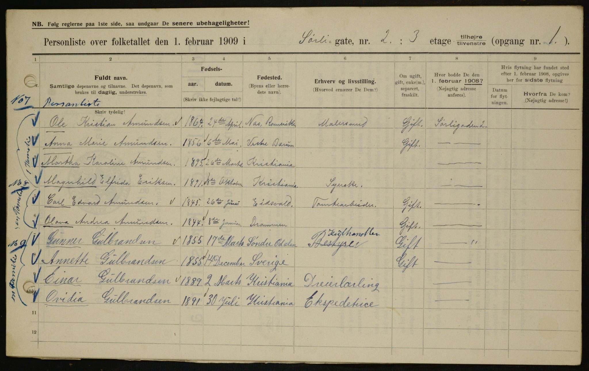 OBA, Municipal Census 1909 for Kristiania, 1909, p. 96428