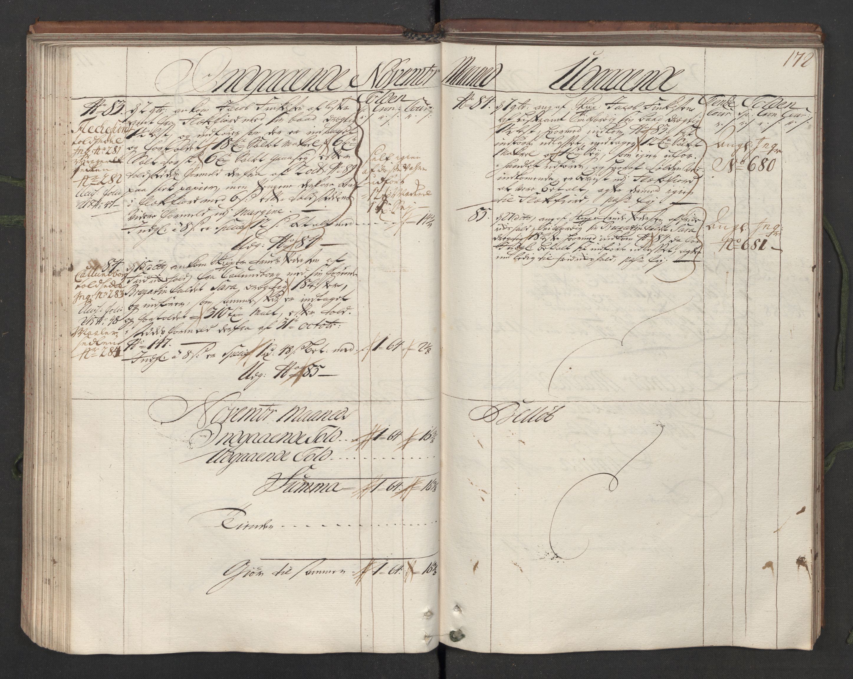 Generaltollkammeret, tollregnskaper, AV/RA-EA-5490/R05/L0012/0001: Tollregnskaper Moss, Son, Krokstad / Hovedtollbok, 1731, p. 171b-172a