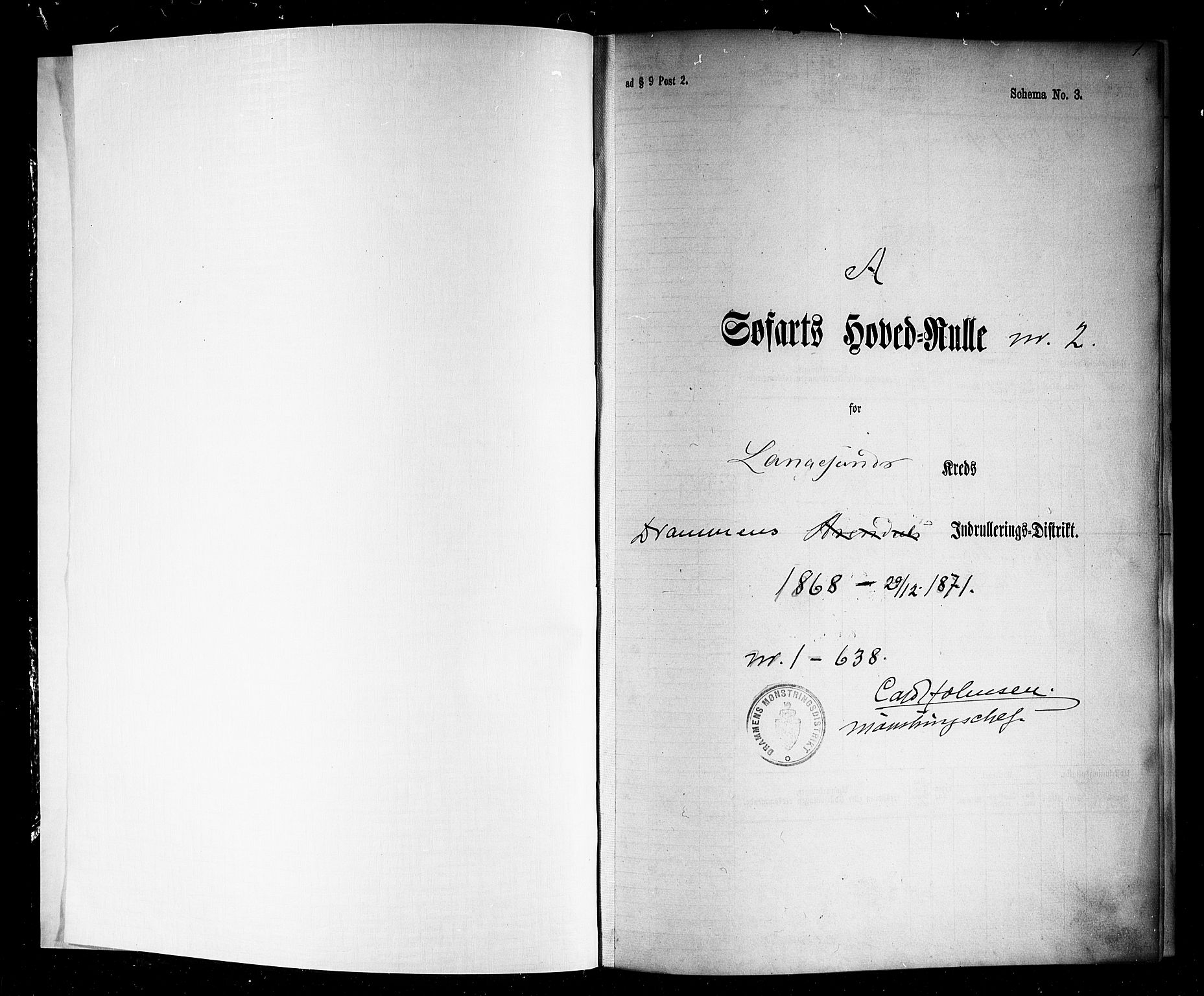 Langesund innrulleringskontor, SAKO/A-831/F/Fc/L0004: Hovedrulle, 1868-1871, p. 3