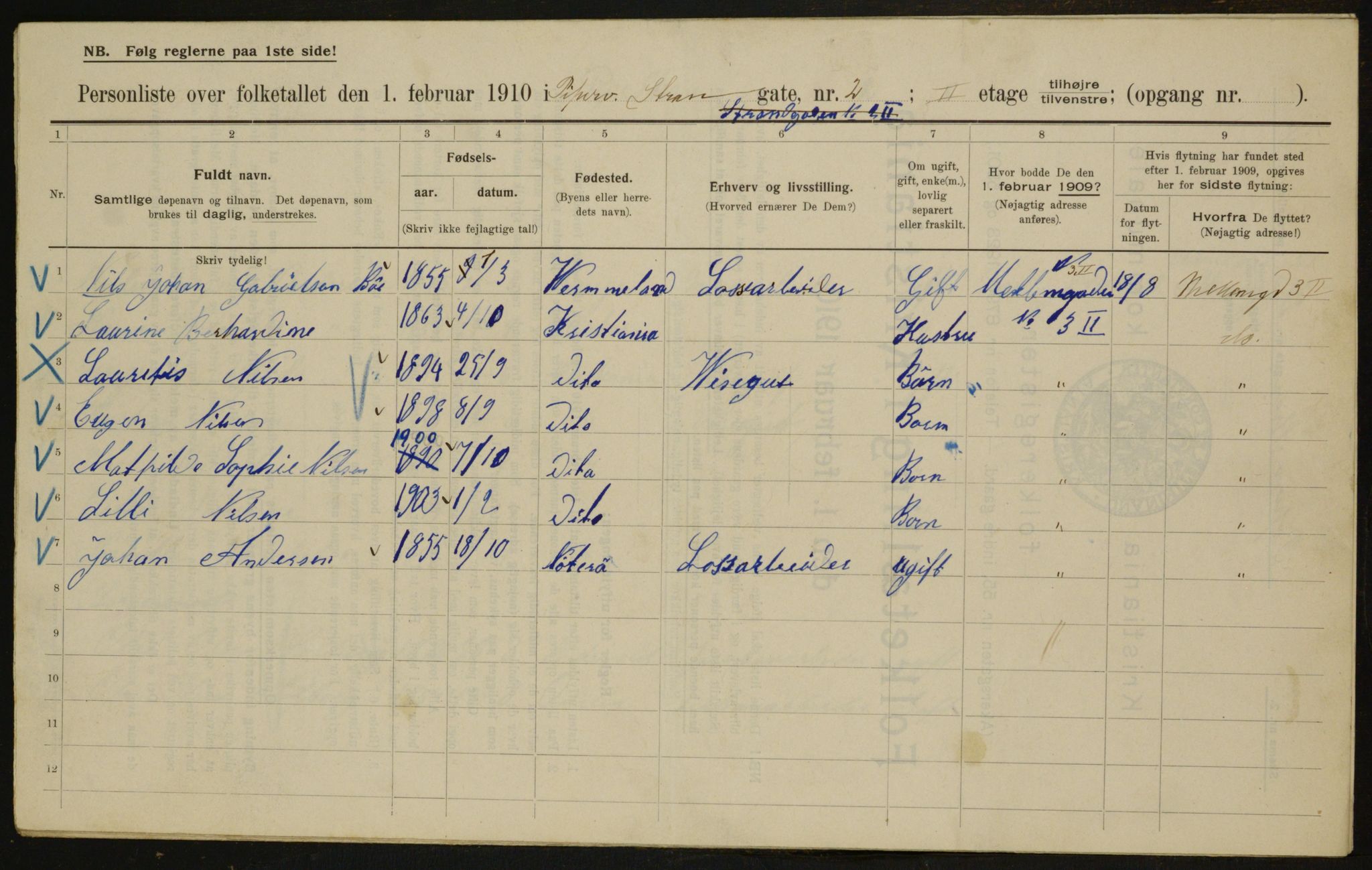 OBA, Municipal Census 1910 for Kristiania, 1910, p. 98422