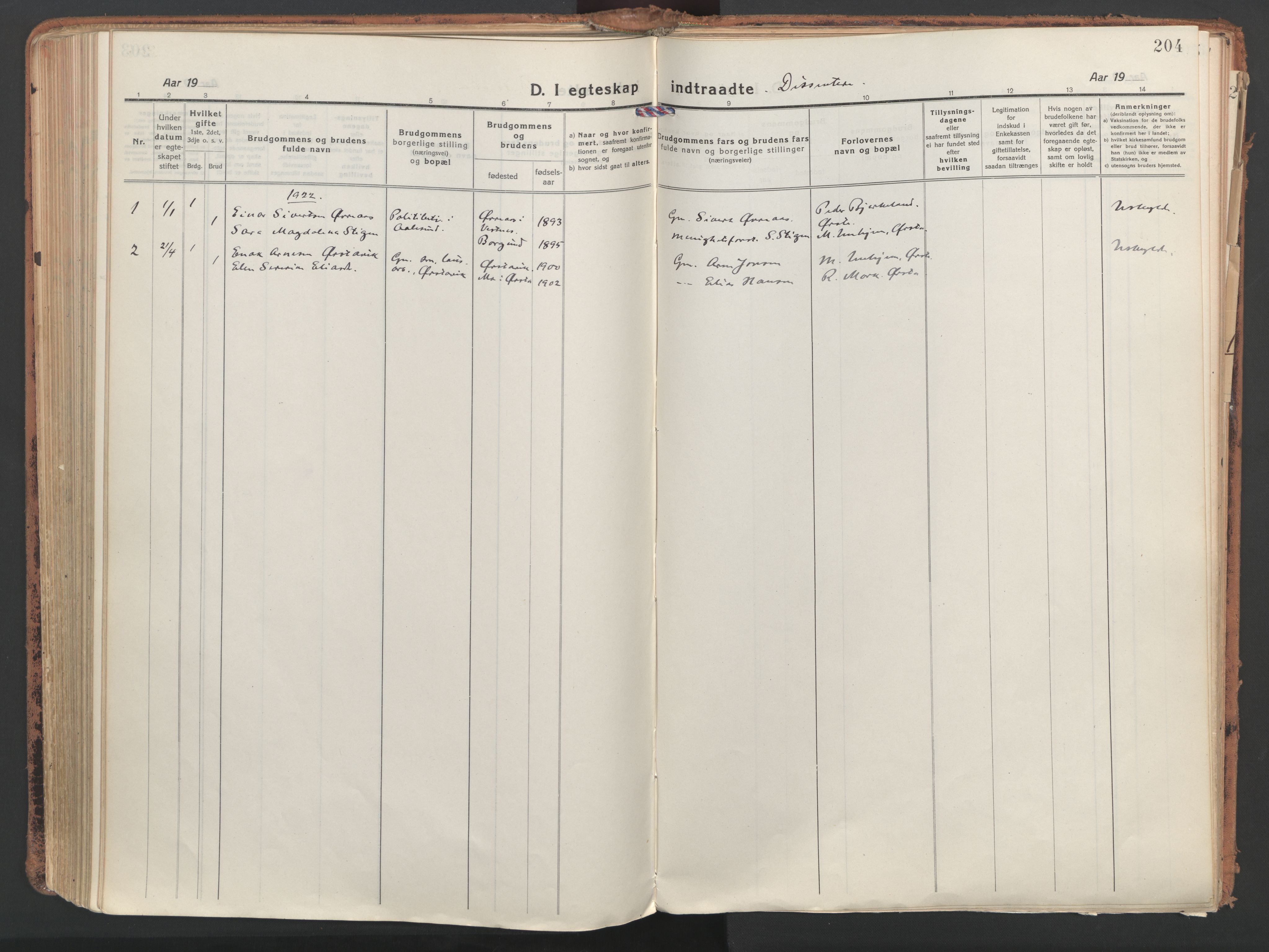 Ministerialprotokoller, klokkerbøker og fødselsregistre - Møre og Romsdal, AV/SAT-A-1454/513/L0180: Parish register (official) no. 513A07, 1919-1929, p. 204