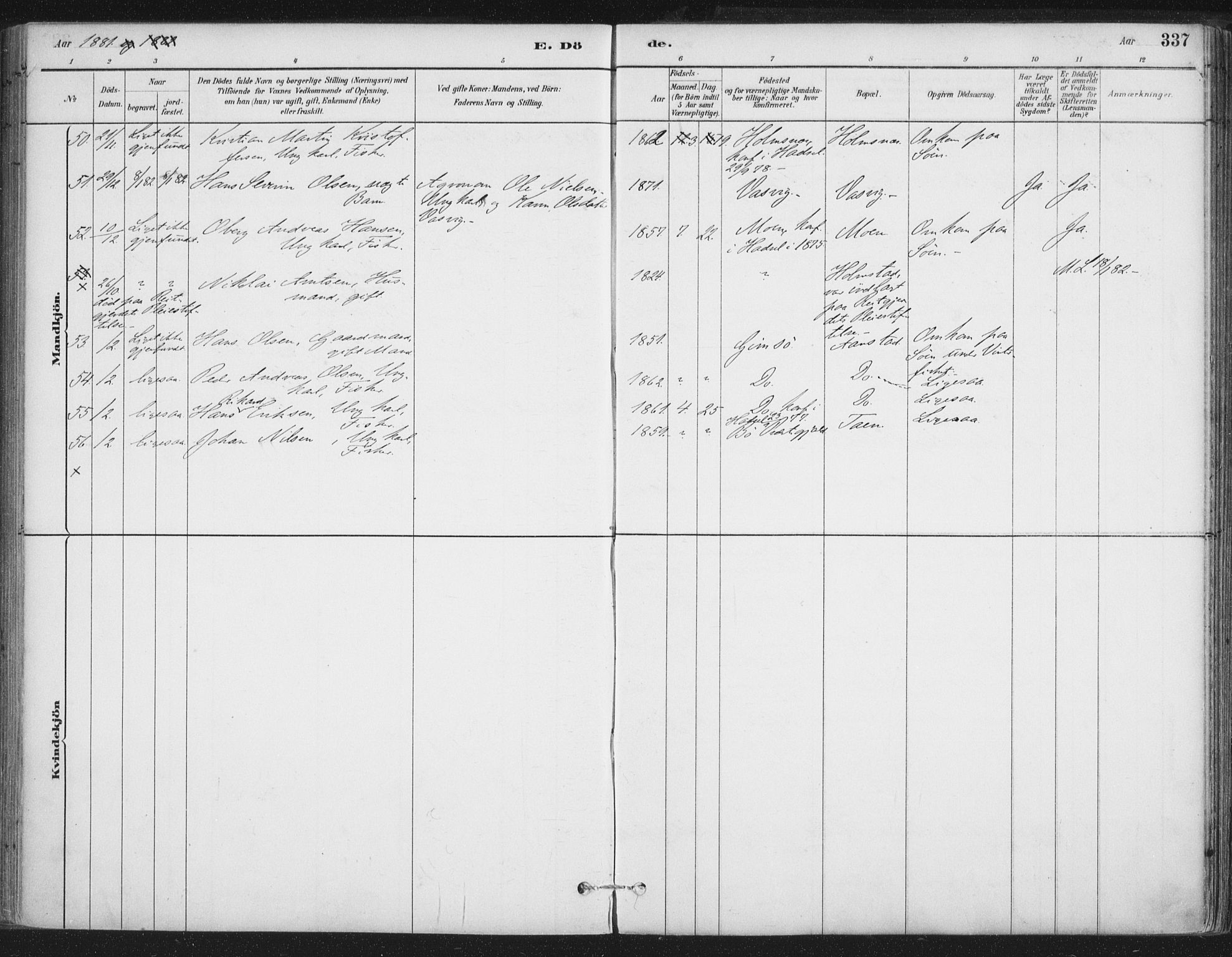 Ministerialprotokoller, klokkerbøker og fødselsregistre - Nordland, SAT/A-1459/888/L1244: Parish register (official) no. 888A10, 1880-1890, p. 337