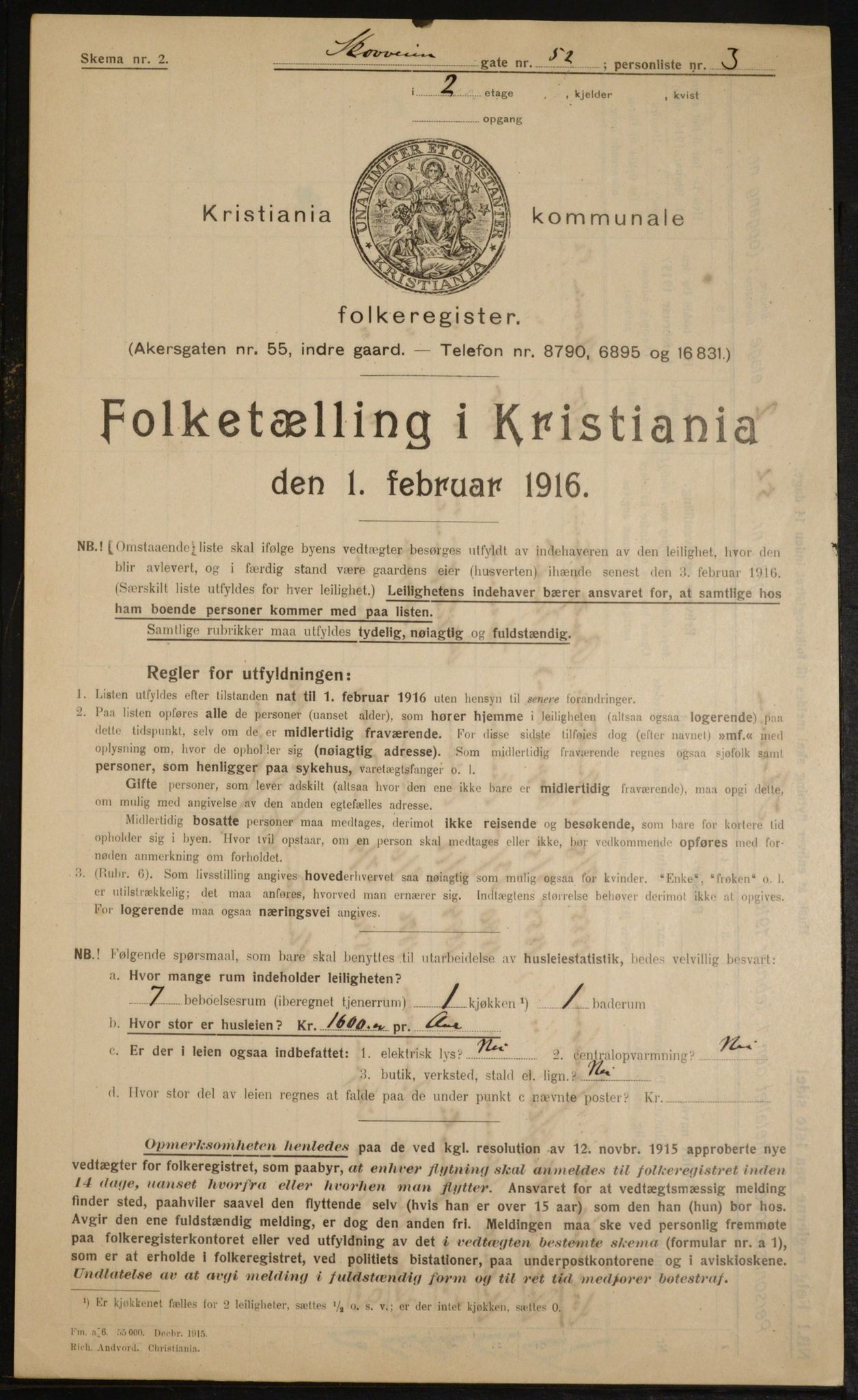 OBA, Municipal Census 1916 for Kristiania, 1916, p. 99372