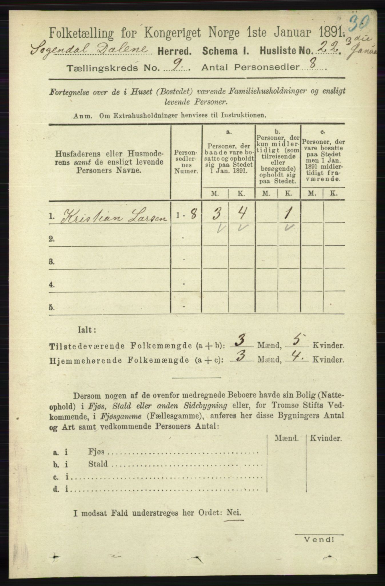 RA, 1891 census for 1111 Sokndal, 1891, p. 3139