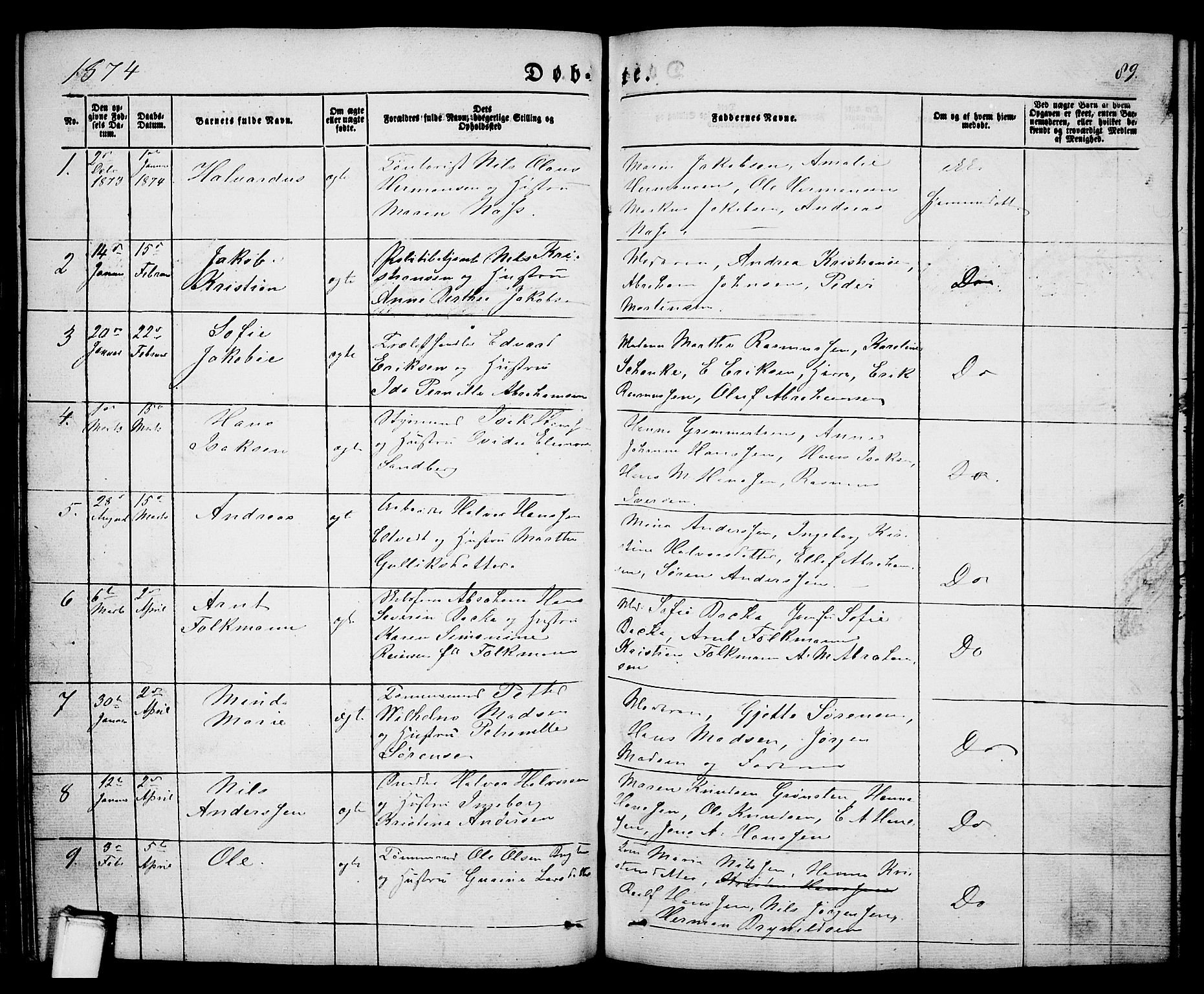 Porsgrunn kirkebøker , SAKO/A-104/G/Ga/L0002: Parish register (copy) no. I 2, 1847-1877, p. 89