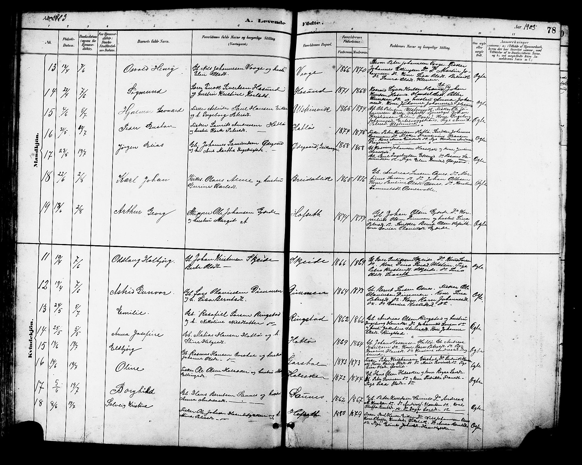 Ministerialprotokoller, klokkerbøker og fødselsregistre - Møre og Romsdal, AV/SAT-A-1454/509/L0112: Parish register (copy) no. 509C02, 1883-1922, p. 78