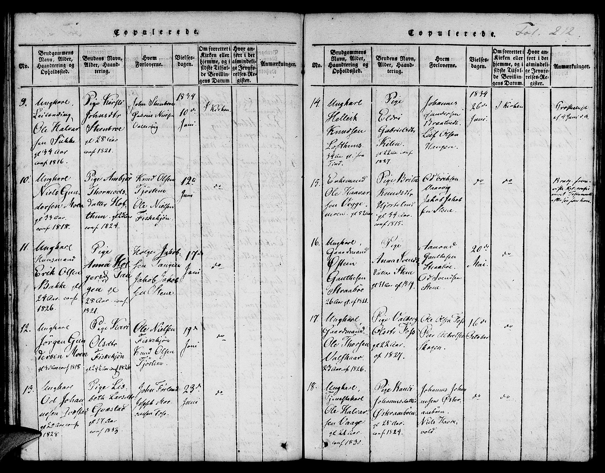 Suldal sokneprestkontor, AV/SAST-A-101845/01/IV/L0006: Parish register (official) no. A 6, 1816-1836, p. 212