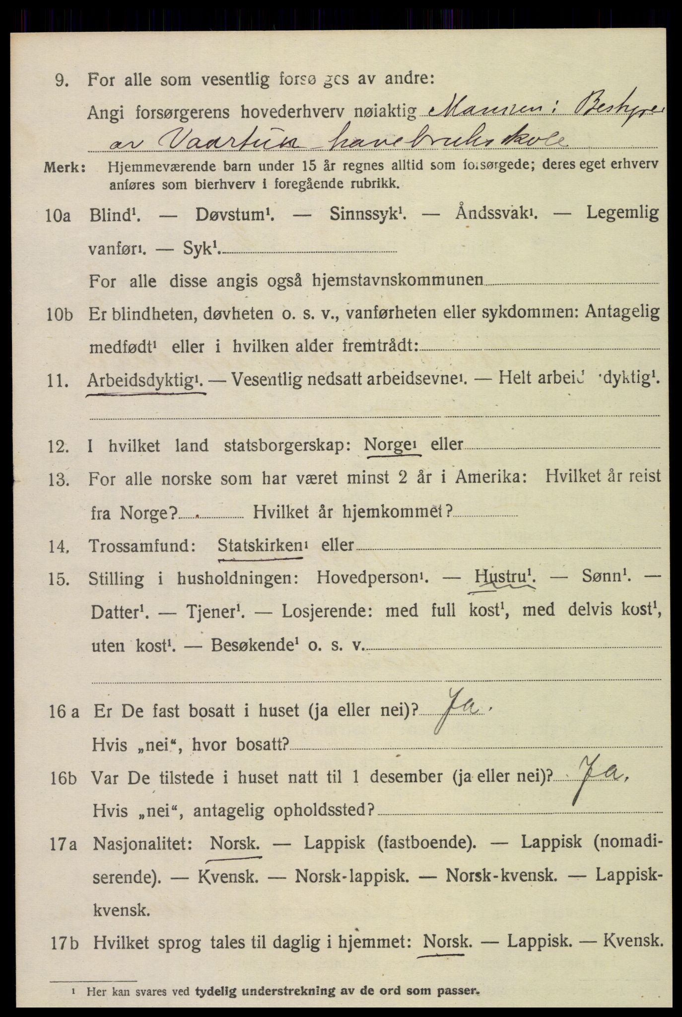 SAT, 1920 census for Egge, 1920, p. 1861