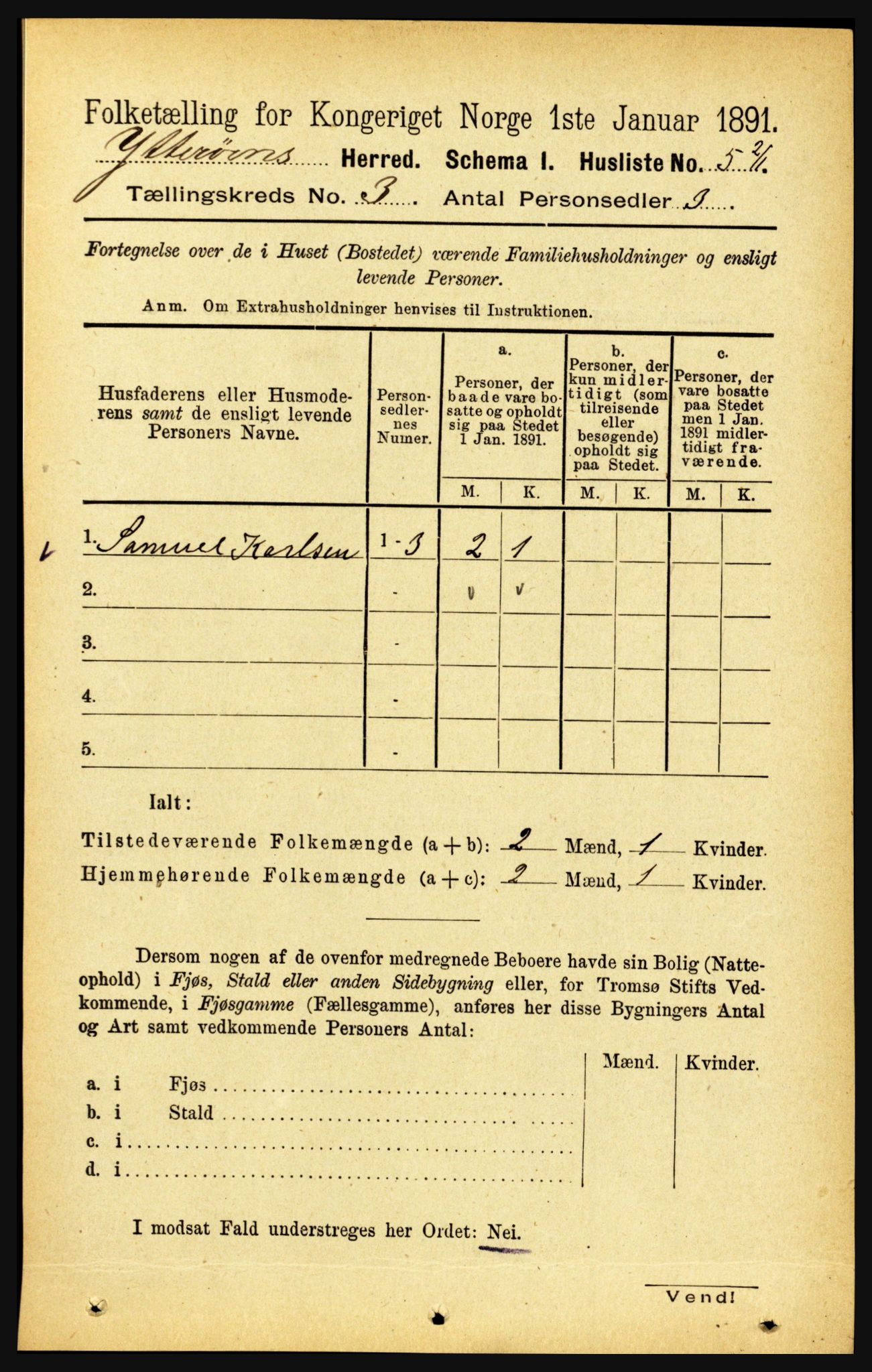 RA, 1891 census for 1722 Ytterøy, 1891, p. 1176