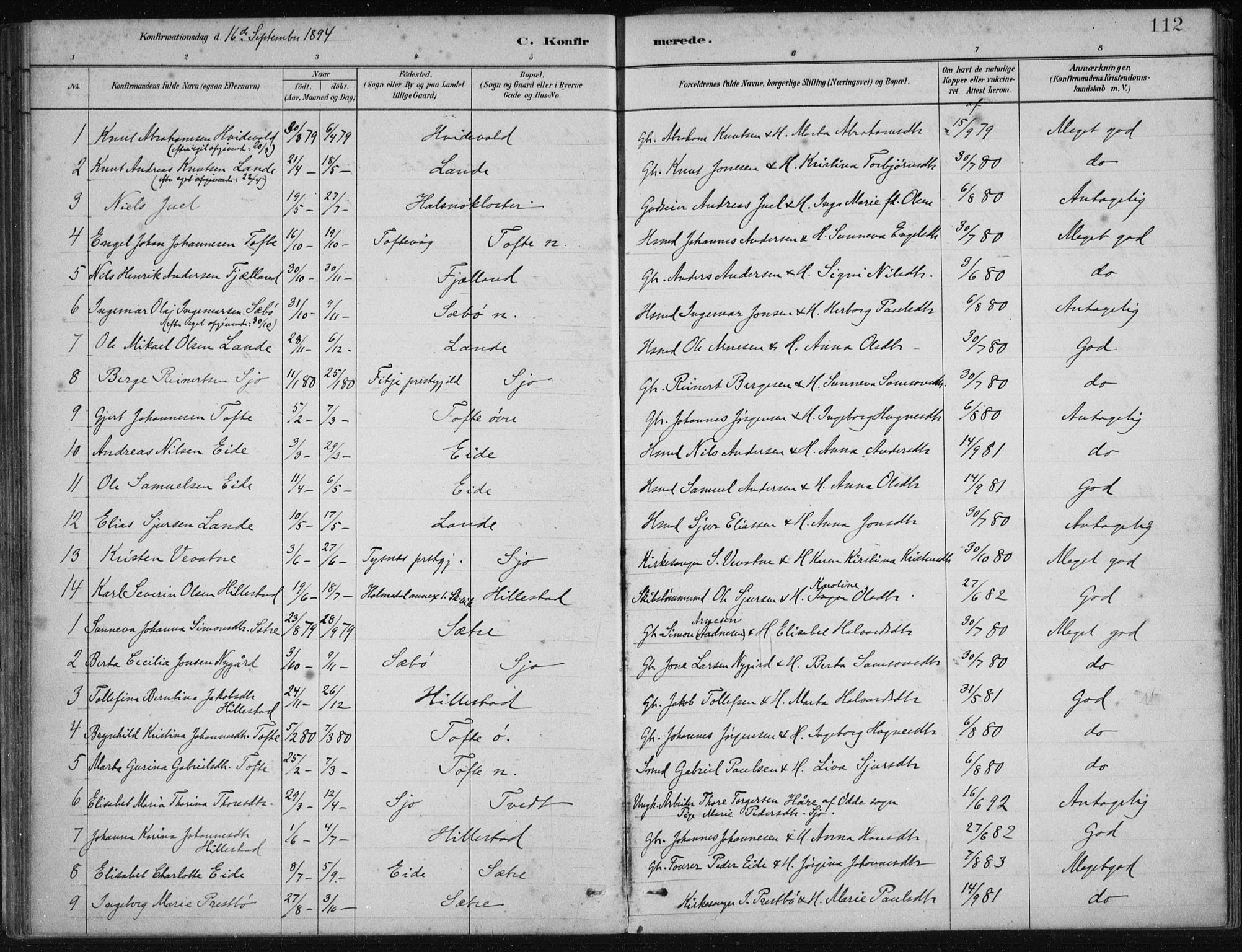 Fjelberg sokneprestembete, SAB/A-75201/H/Haa: Parish register (official) no. C  1, 1879-1918, p. 112