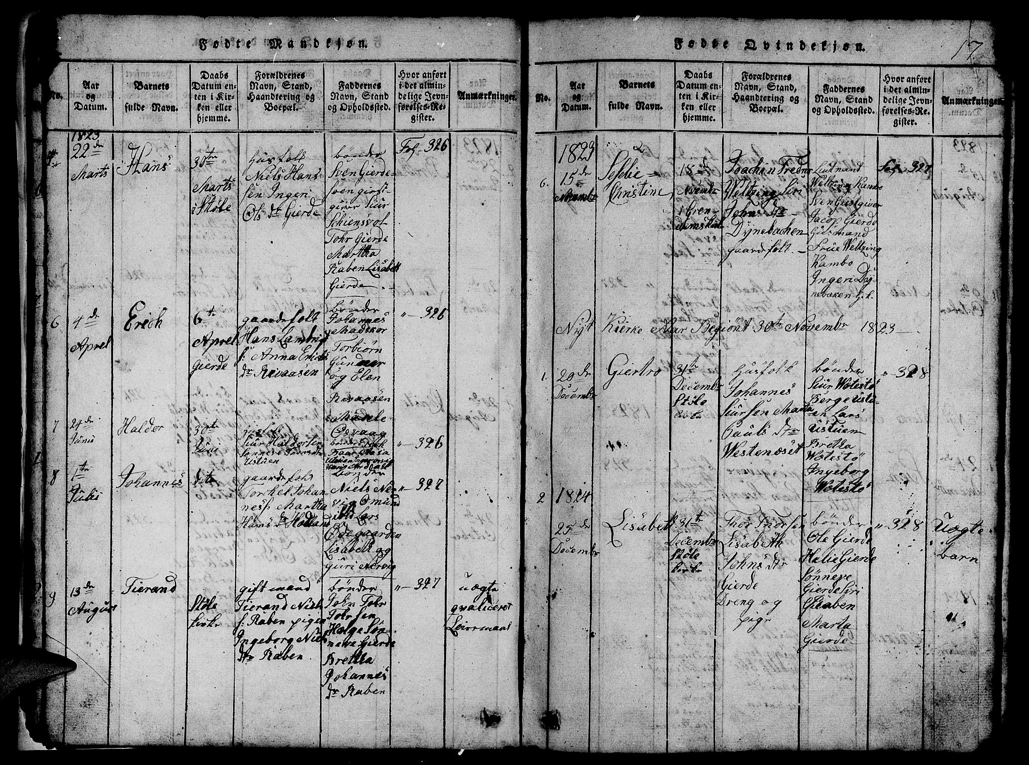 Etne sokneprestembete, SAB/A-75001/H/Hab: Parish register (copy) no. B 1, 1815-1850, p. 17