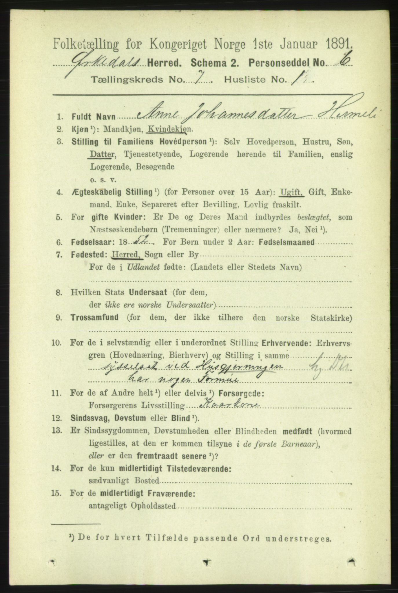 RA, 1891 census for 1638 Orkdal, 1891, p. 3440