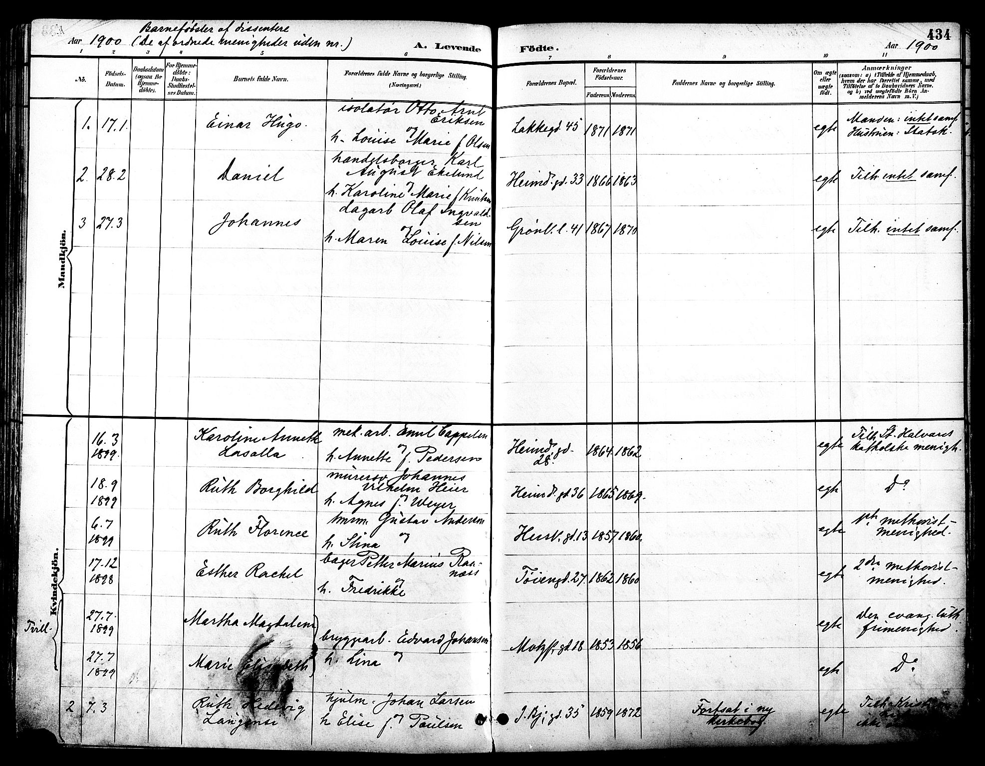 Grønland prestekontor Kirkebøker, SAO/A-10848/F/Fa/L0012: Parish register (official) no. 12, 1893-1900, p. 434