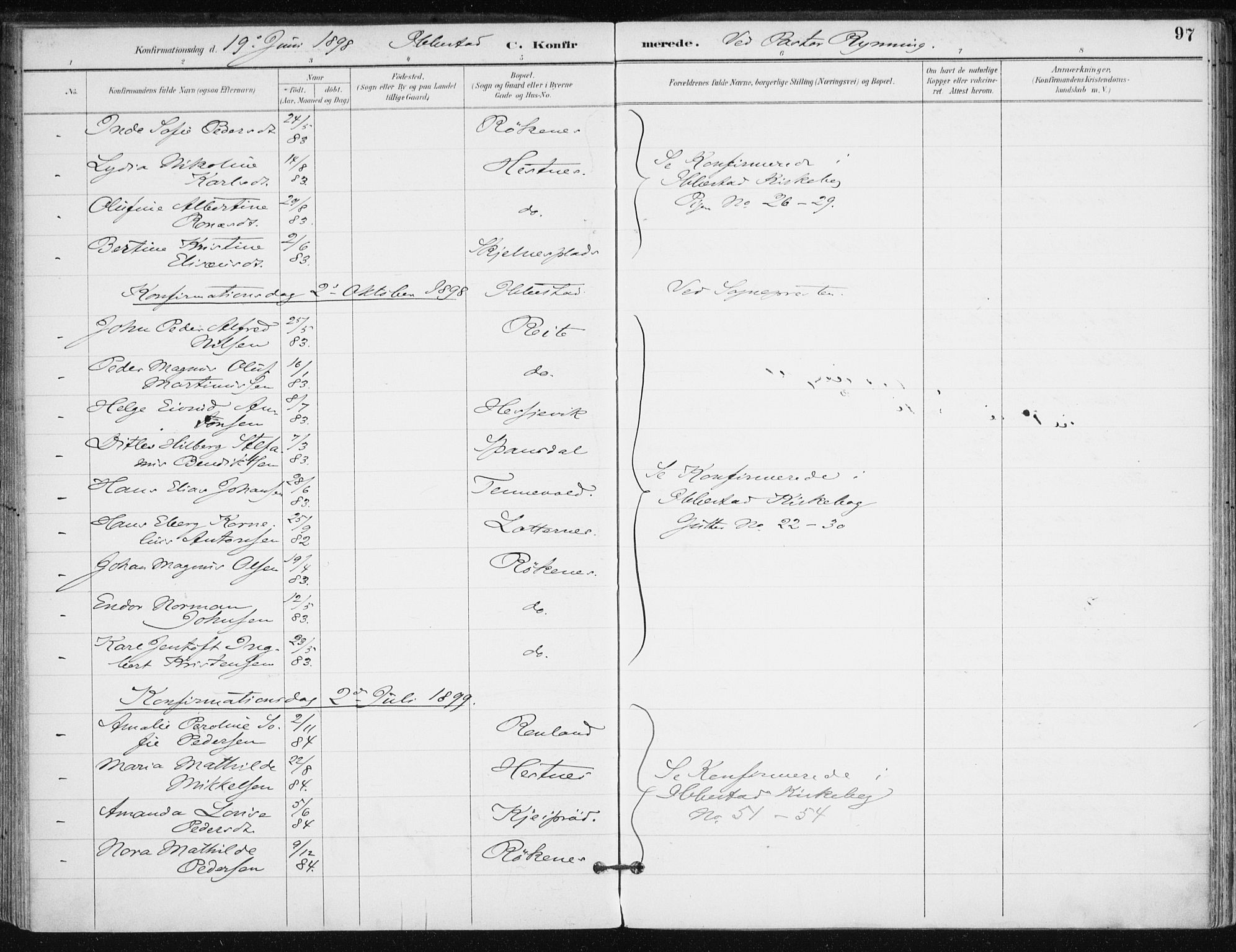 Salangen sokneprestembete, SATØ/S-1324/H/Ha/L0001kirke: Parish register (official) no. 1, 1893-1911, p. 97