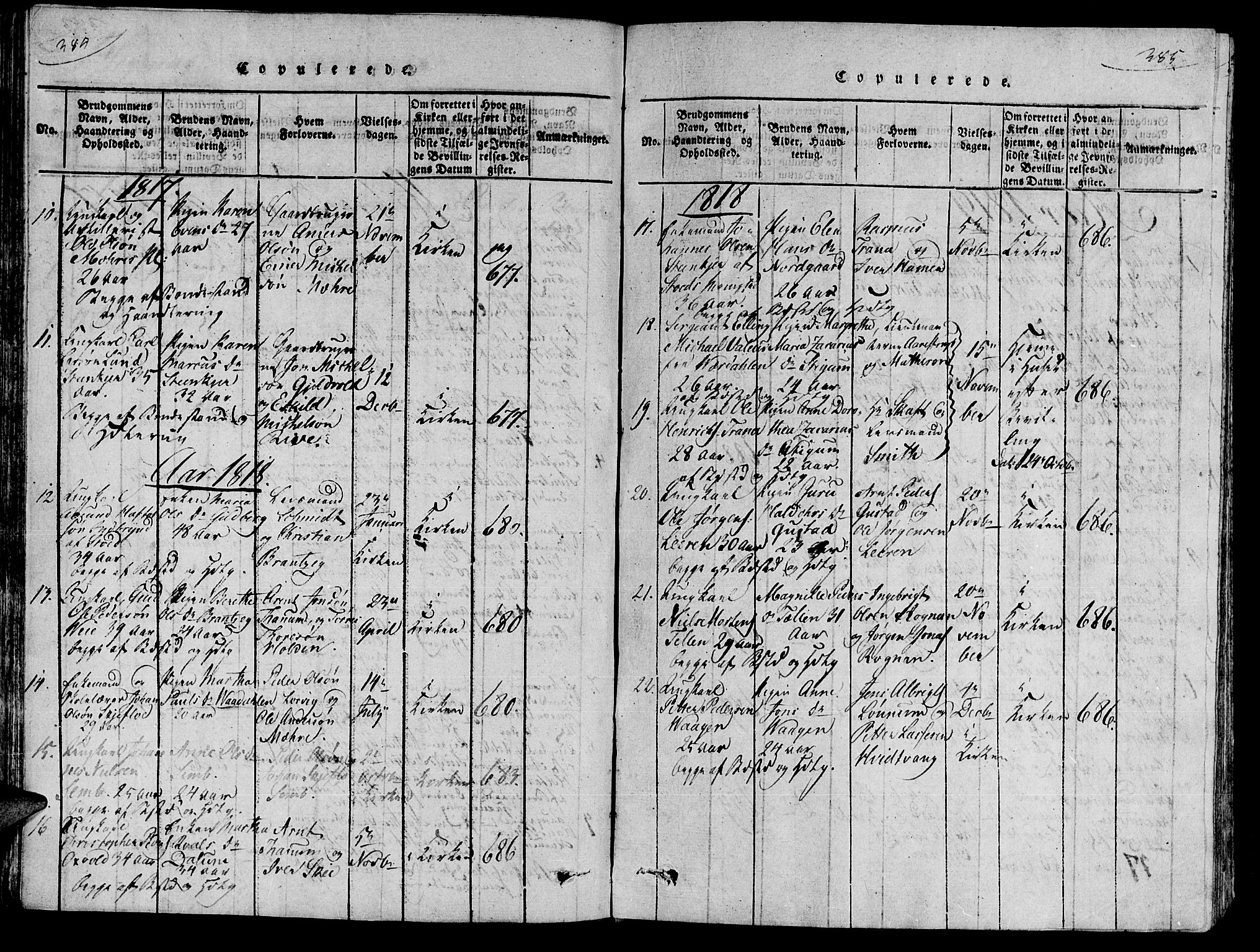 Ministerialprotokoller, klokkerbøker og fødselsregistre - Nord-Trøndelag, SAT/A-1458/735/L0333: Parish register (official) no. 735A04 /1, 1816-1824, p. 384-385