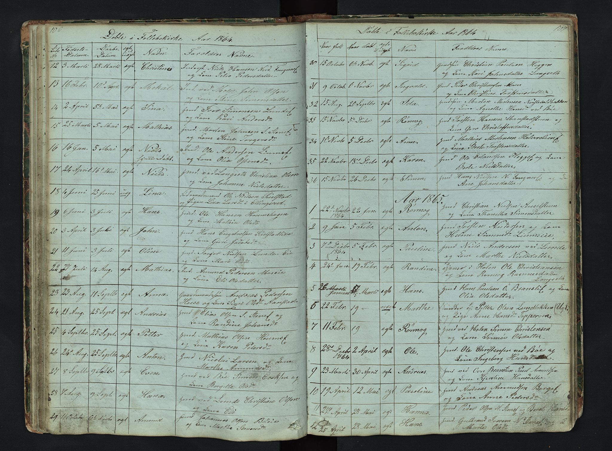 Gausdal prestekontor, SAH/PREST-090/H/Ha/Hab/L0006: Parish register (copy) no. 6, 1846-1893, p. 106-107