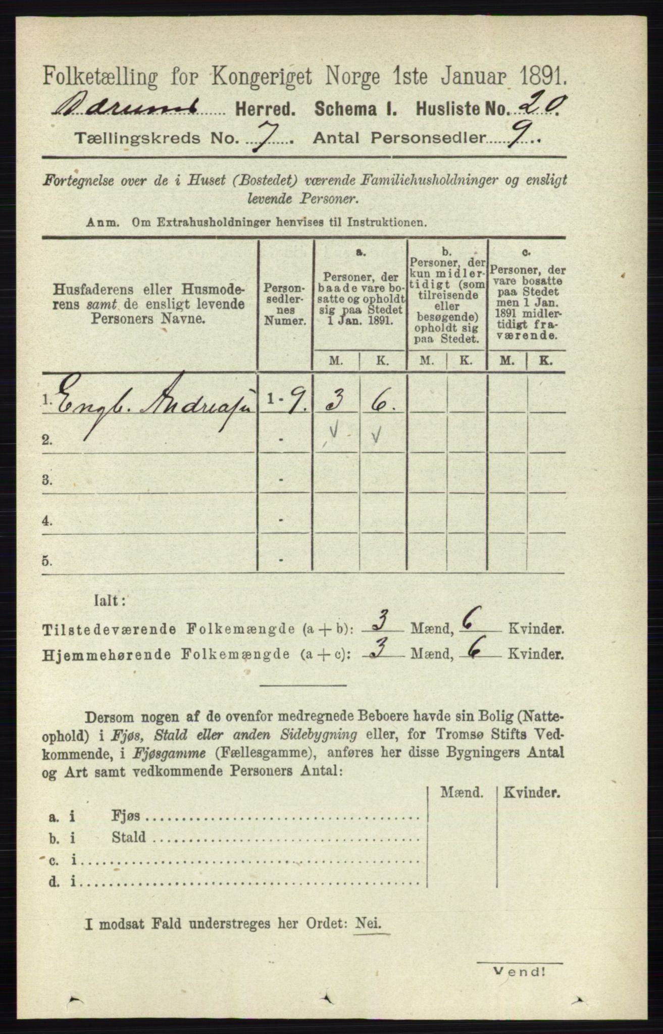 RA, 1891 census for 0219 Bærum, 1891, p. 4057