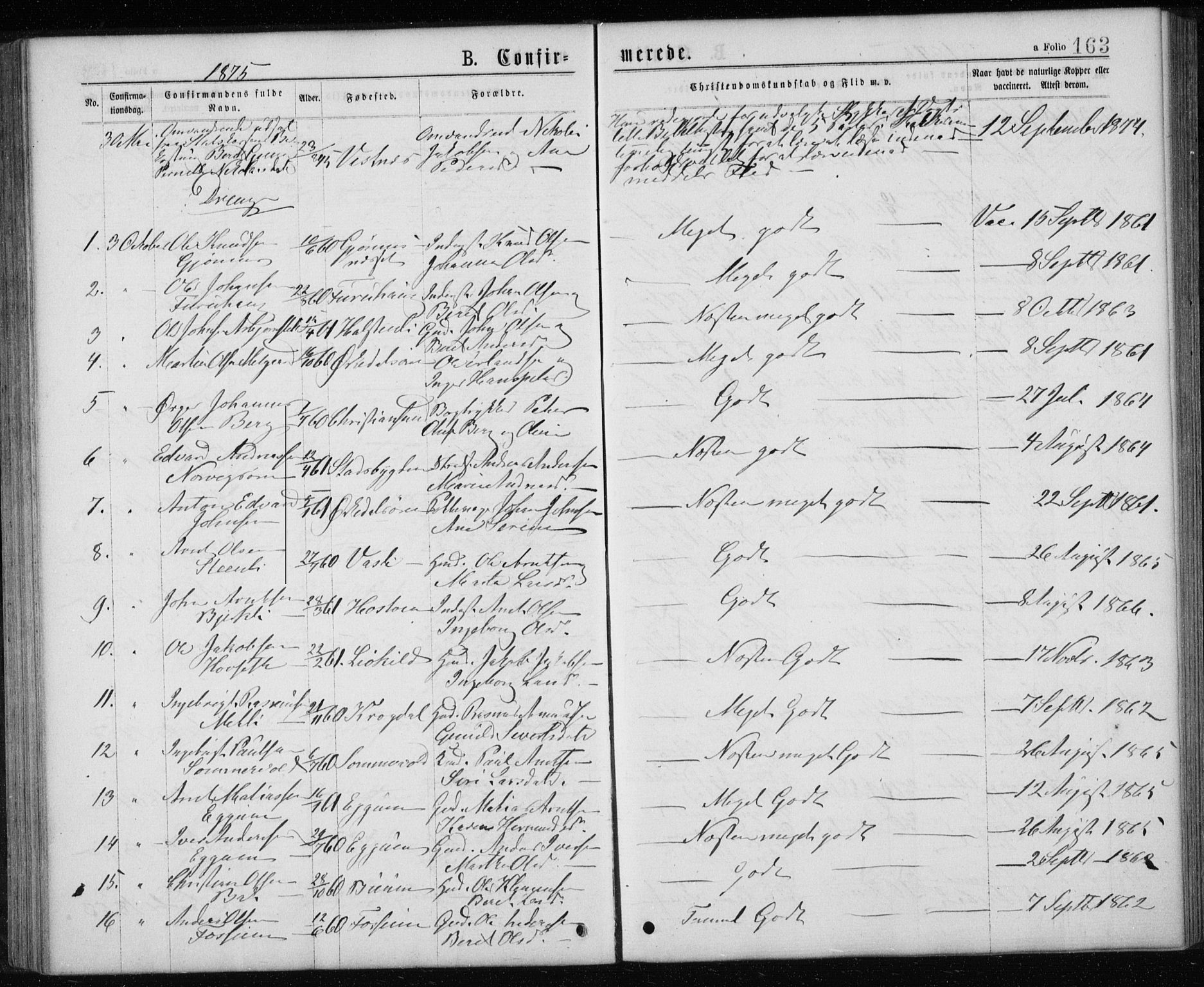 Ministerialprotokoller, klokkerbøker og fødselsregistre - Sør-Trøndelag, SAT/A-1456/668/L0817: Parish register (copy) no. 668C06, 1873-1884, p. 163