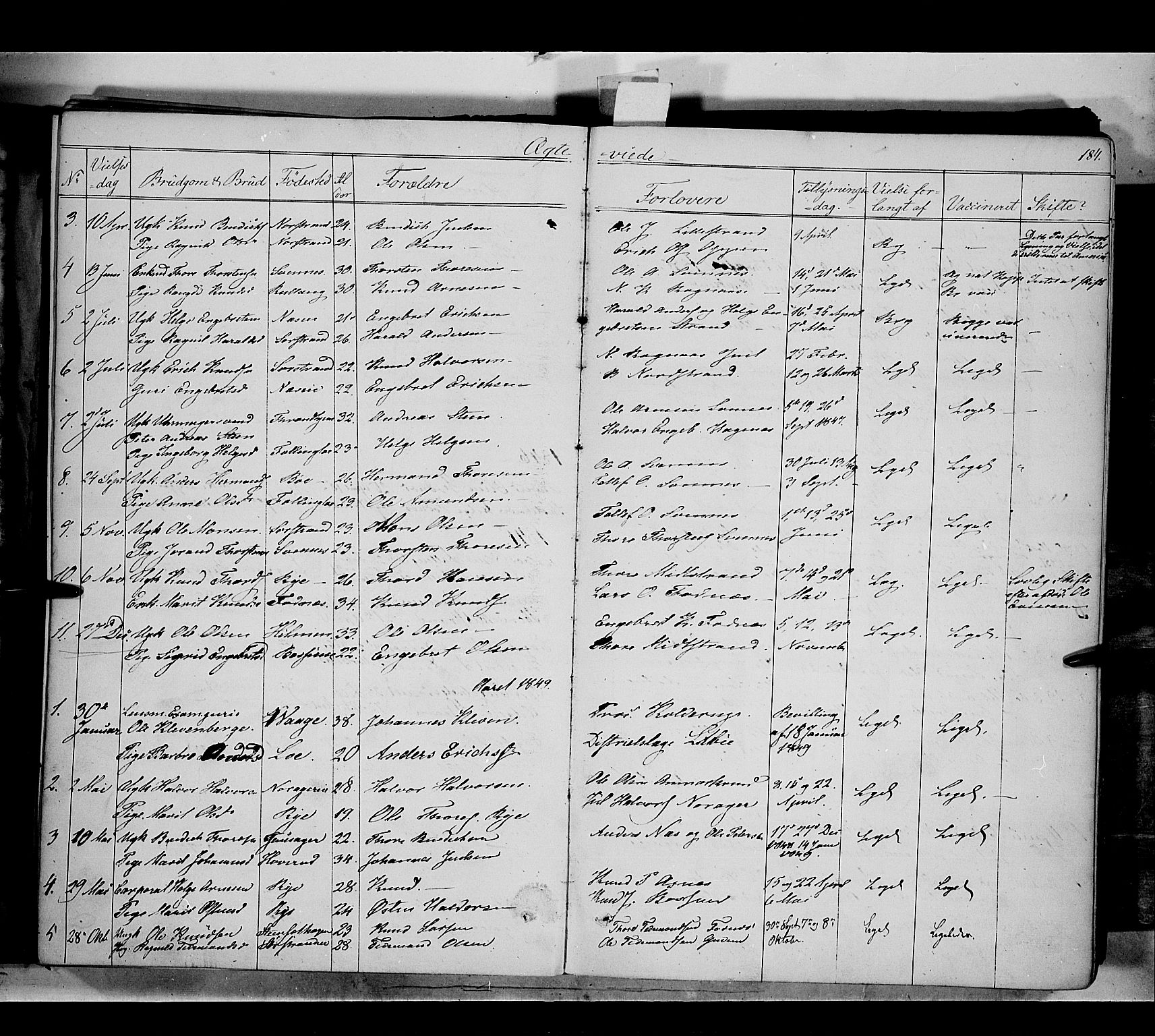 Nord-Aurdal prestekontor, SAH/PREST-132/H/Ha/Haa/L0005: Parish register (official) no. 5, 1842-1863, p. 184