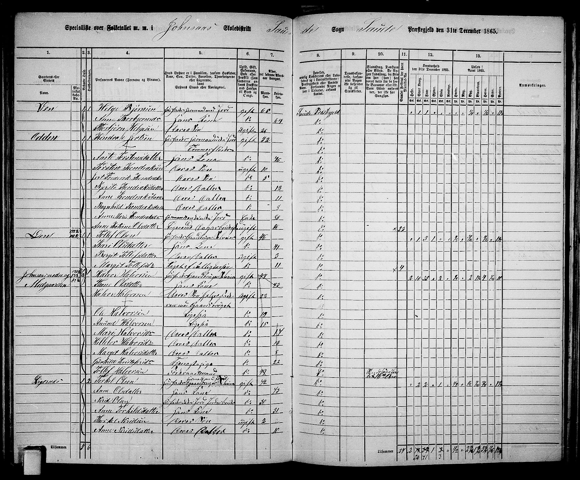 RA, 1865 census for Sauherad, 1865, p. 106