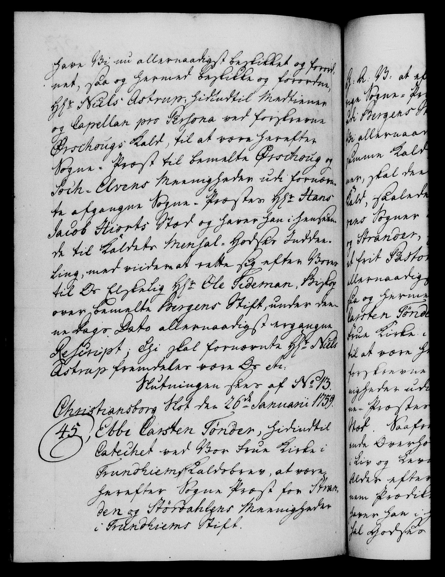 Danske Kanselli 1572-1799, AV/RA-EA-3023/F/Fc/Fca/Fcaa/L0040: Norske registre, 1757-1759, p. 573b