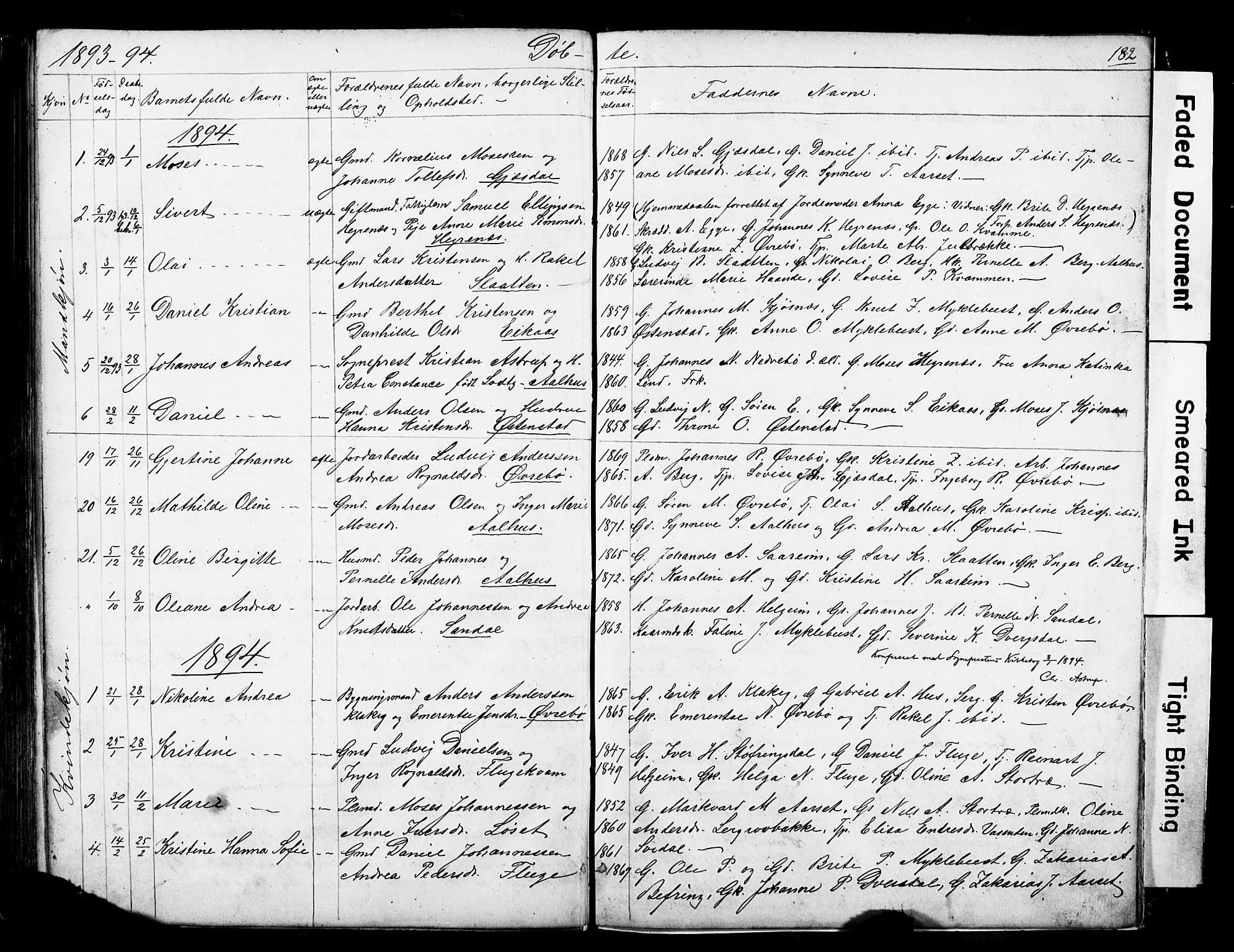 Jølster sokneprestembete, SAB/A-80701/H/Hab/Haba/L0001: Parish register (copy) no. A 1, 1853-1894, p. 182
