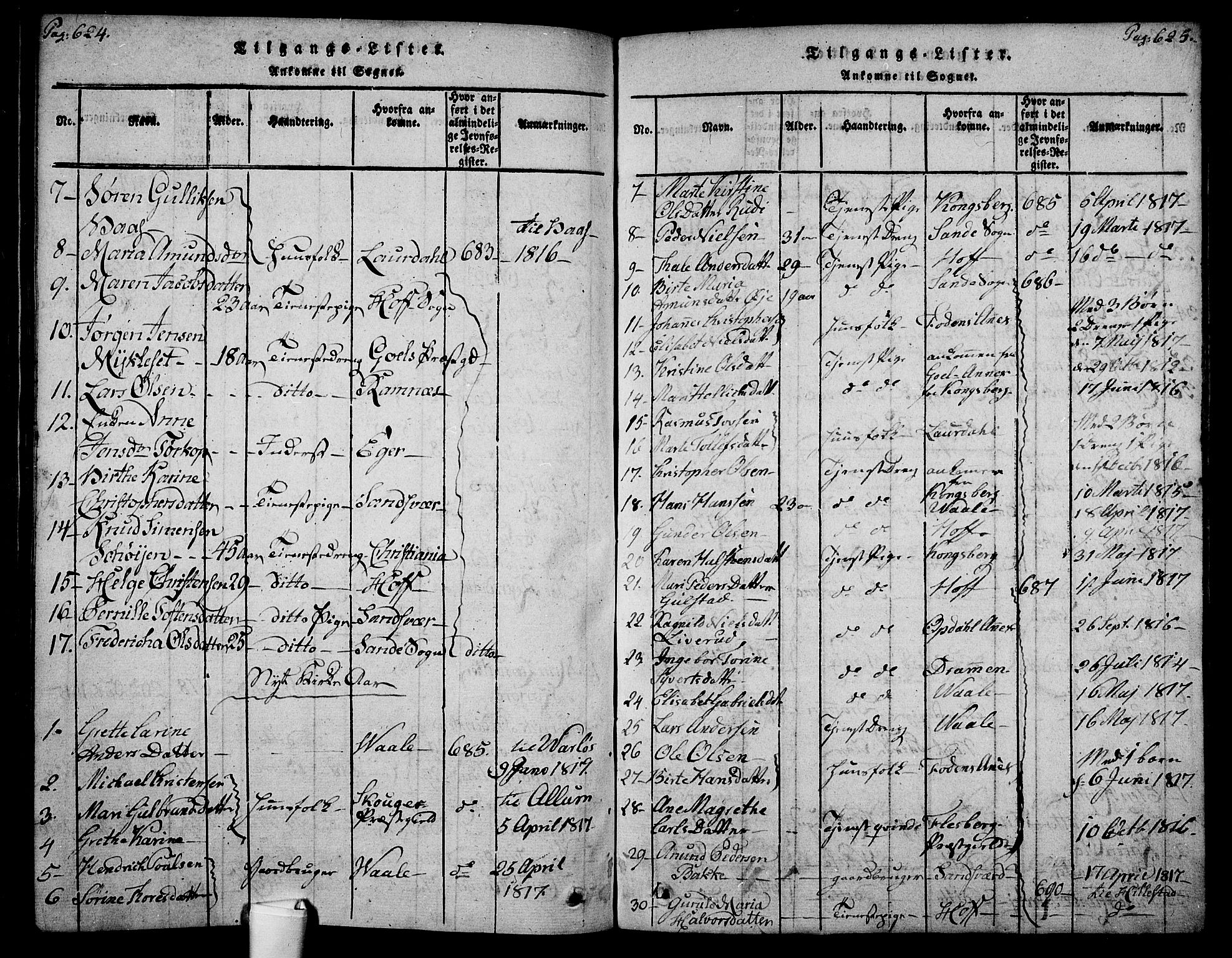 Botne kirkebøker, AV/SAKO-A-340/F/Fa/L0005: Parish register (official) no. I 5, 1814-1836, p. 624-625