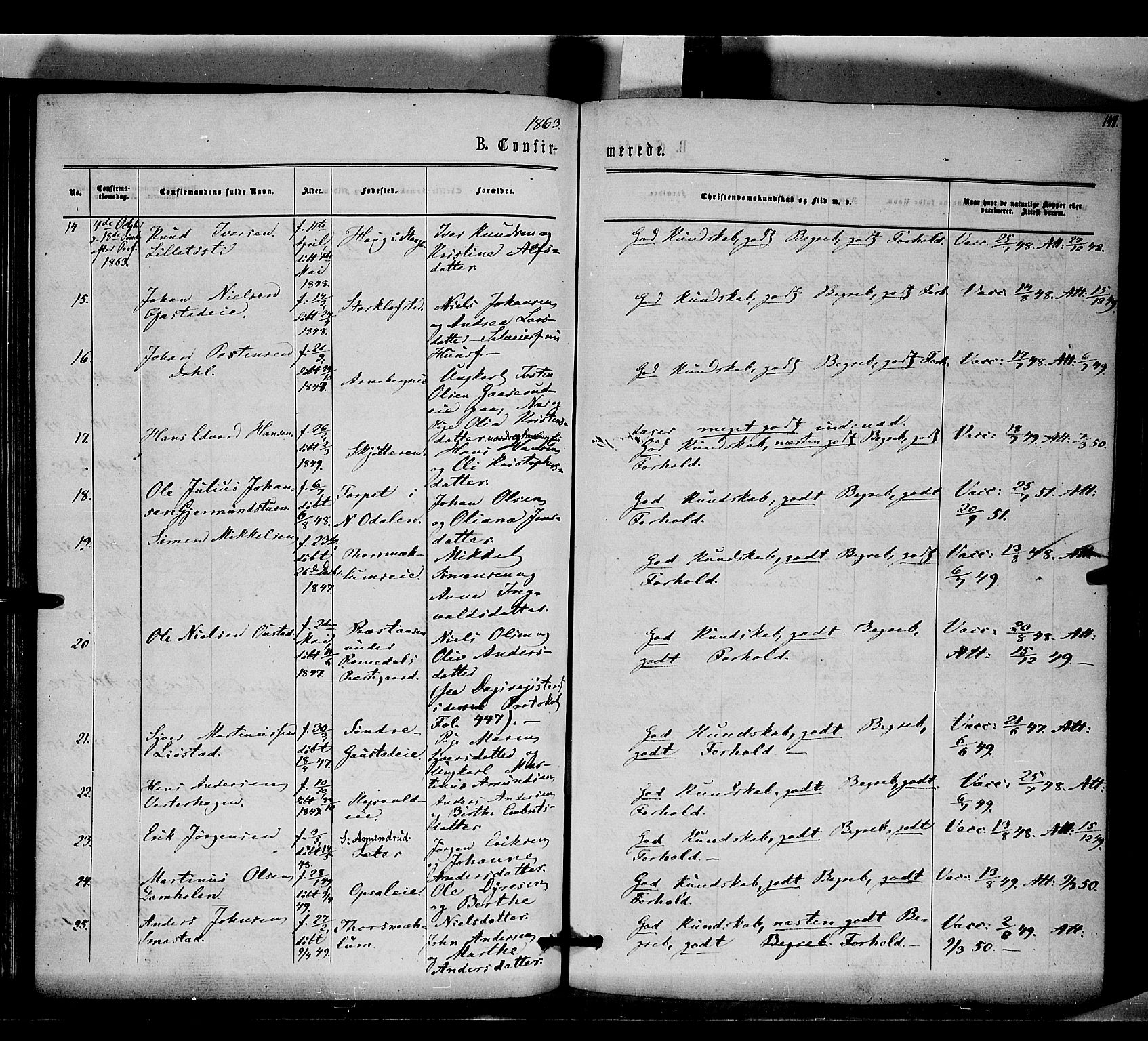 Romedal prestekontor, AV/SAH-PREST-004/K/L0005: Parish register (official) no. 5, 1862-1874, p. 147