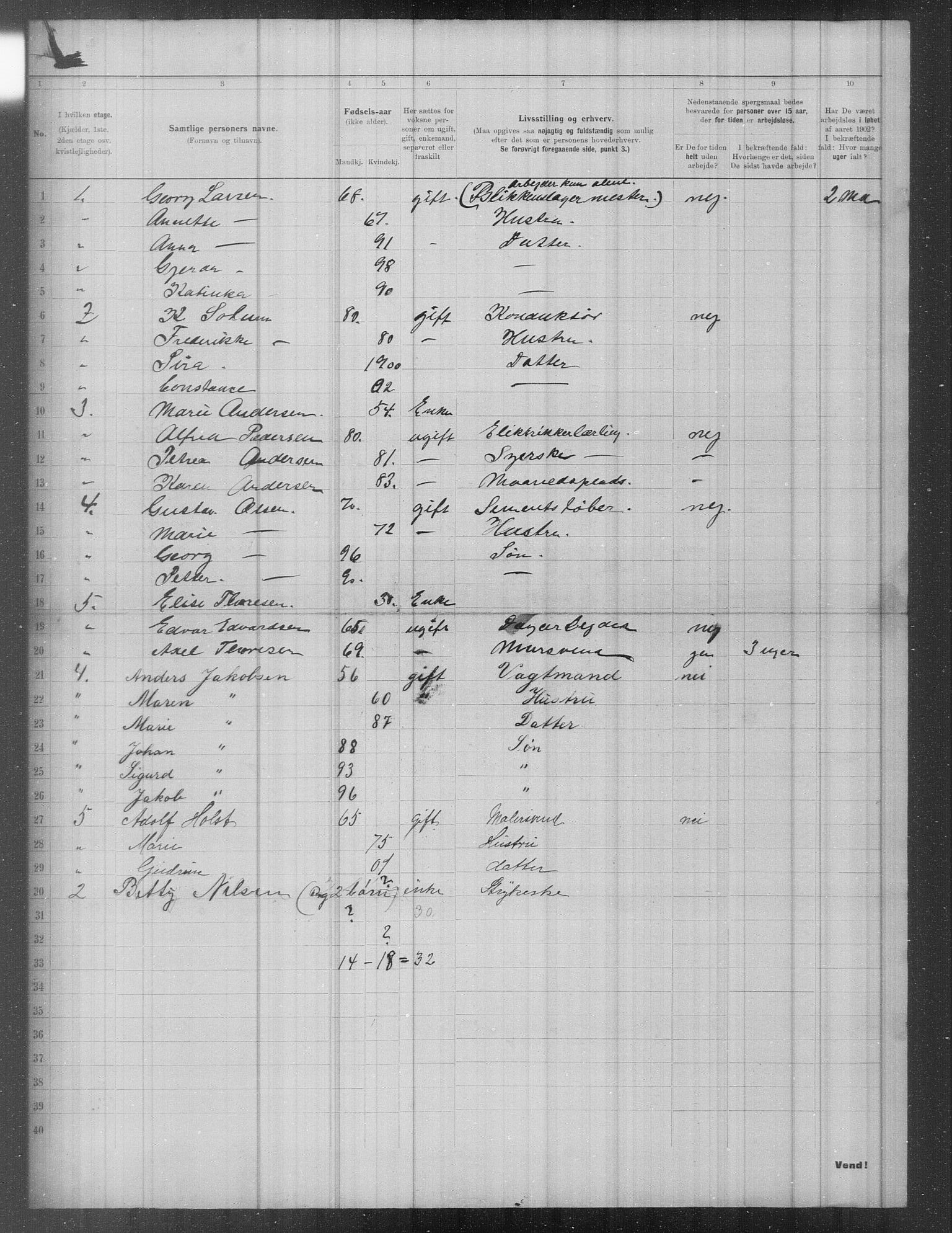 OBA, Municipal Census 1902 for Kristiania, 1902, p. 494