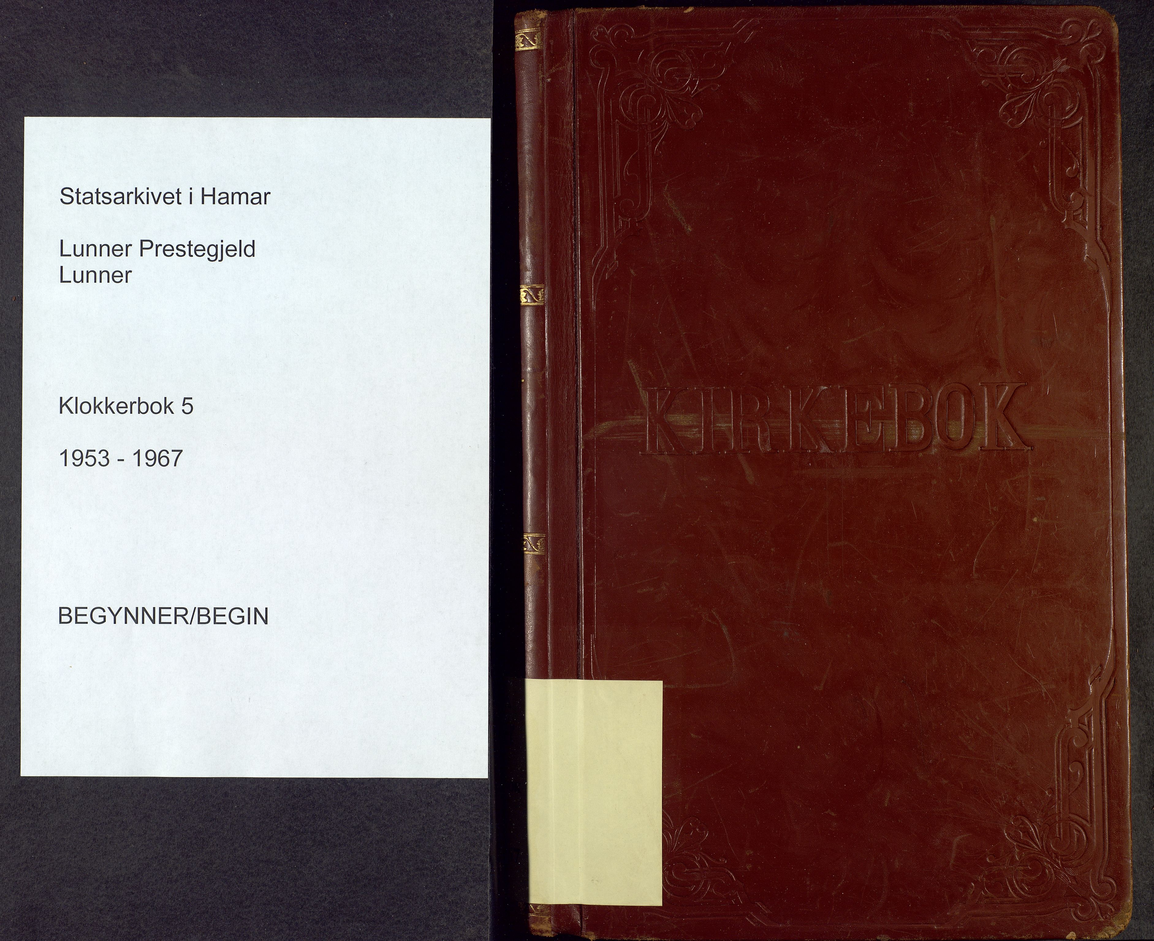 Lunner prestekontor, SAH/PREST-118/H/Ha/Hab/L0005: Parish register (copy) no. 5, 1953-1967