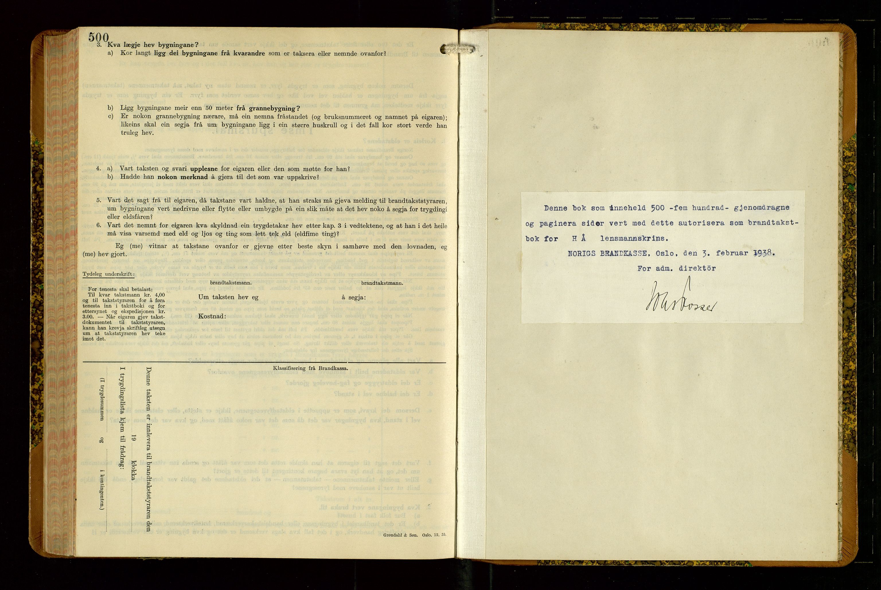 Hå lensmannskontor, SAST/A-100456/Goa/L0007: Takstprotokoll (skjema), 1938-1949, p. 500