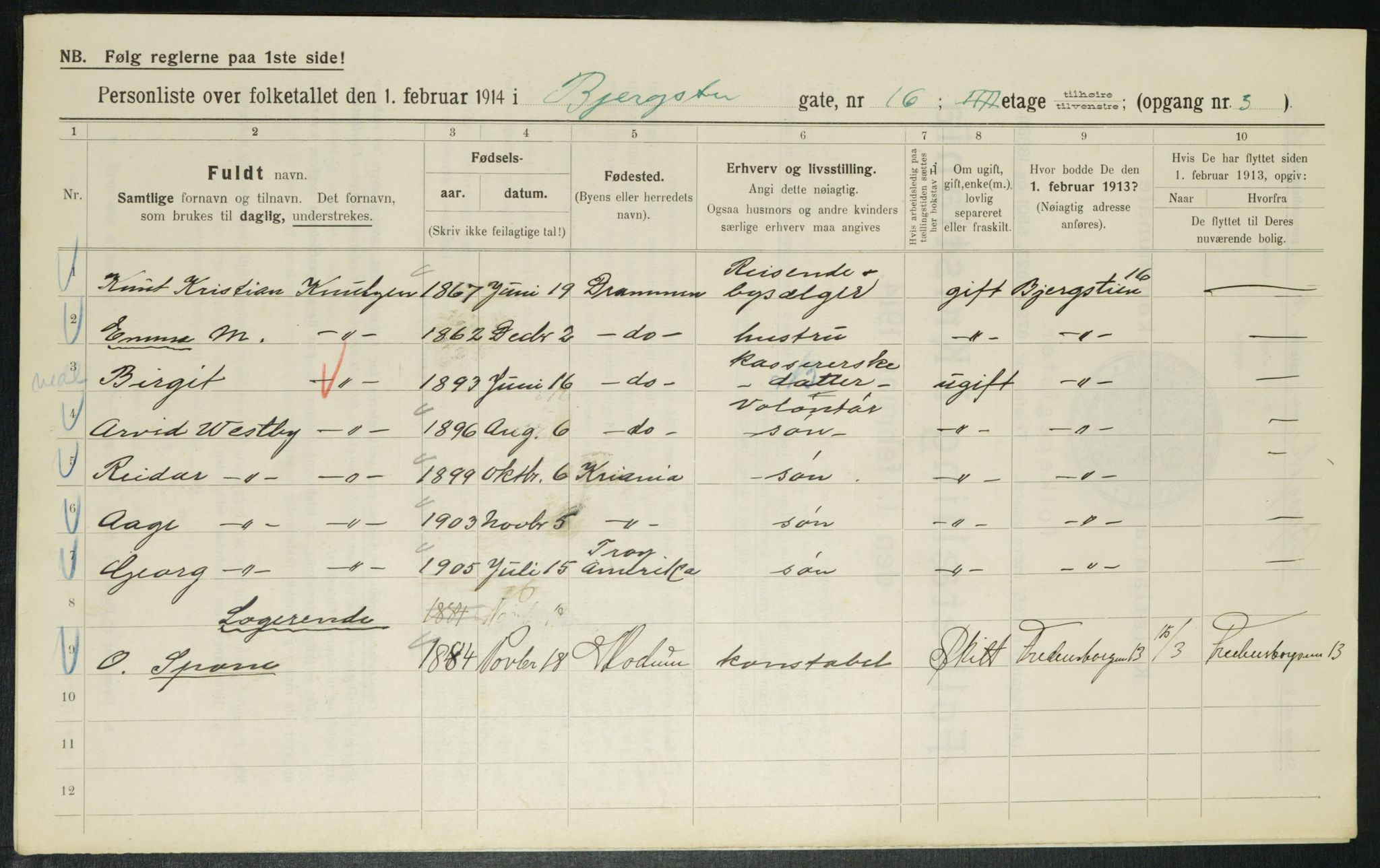 OBA, Municipal Census 1914 for Kristiania, 1914, p. 4559