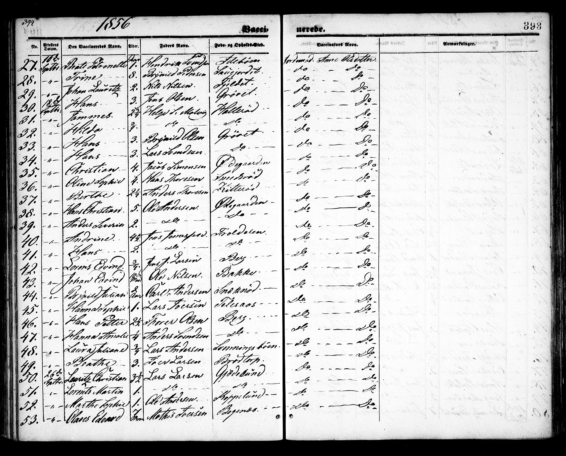 Idd prestekontor Kirkebøker, AV/SAO-A-10911/F/Fc/L0004b: Parish register (official) no. III 4B, 1848-1860, p. 393