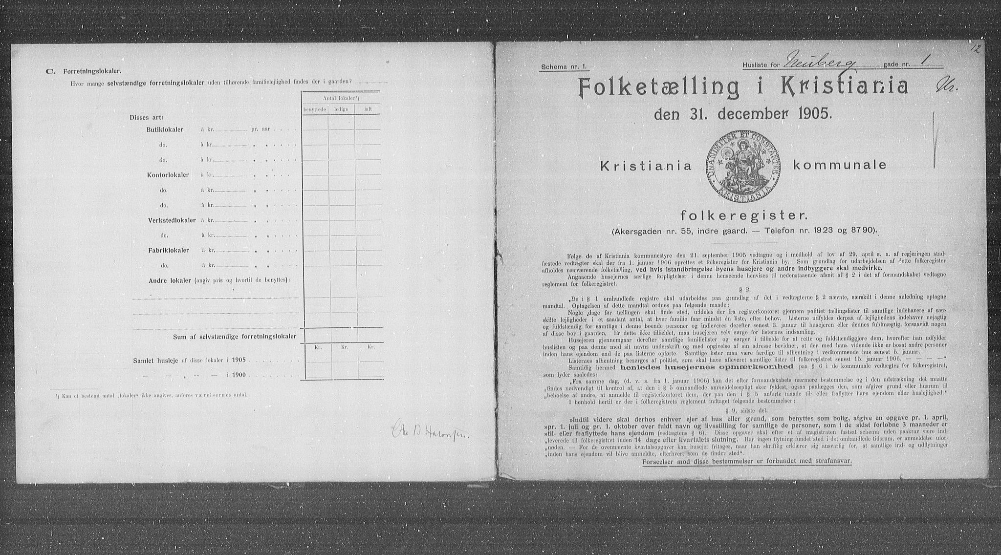 OBA, Municipal Census 1905 for Kristiania, 1905, p. 36618