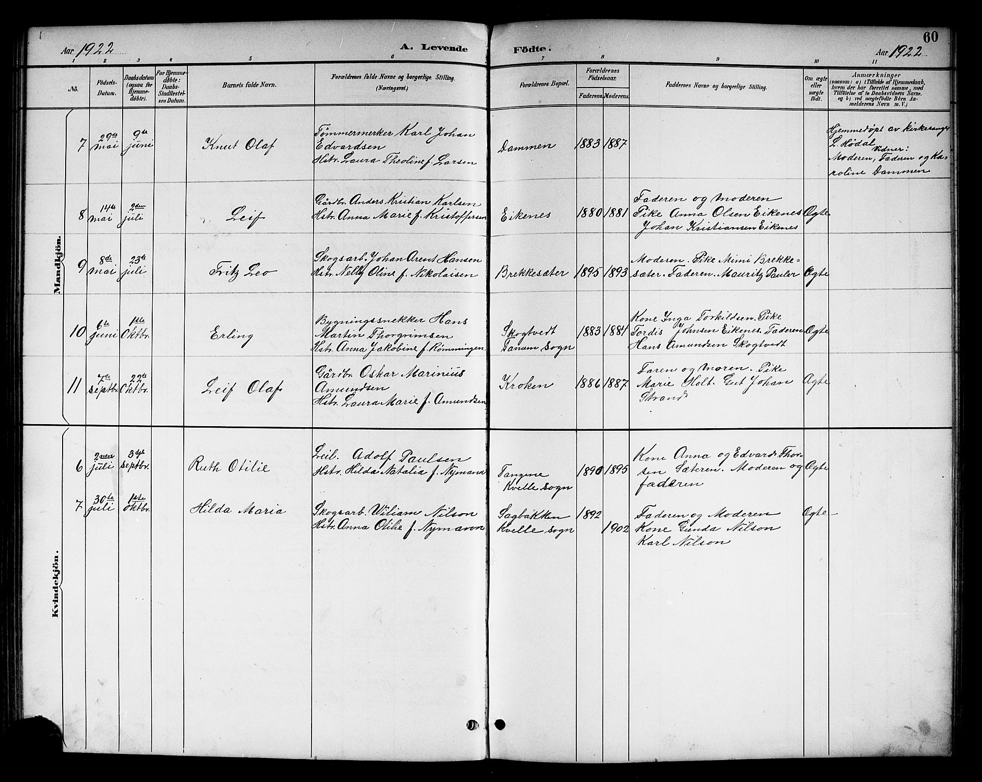 Brunlanes kirkebøker, SAKO/A-342/G/Gc/L0002: Parish register (copy) no. III 2, 1891-1922, p. 60