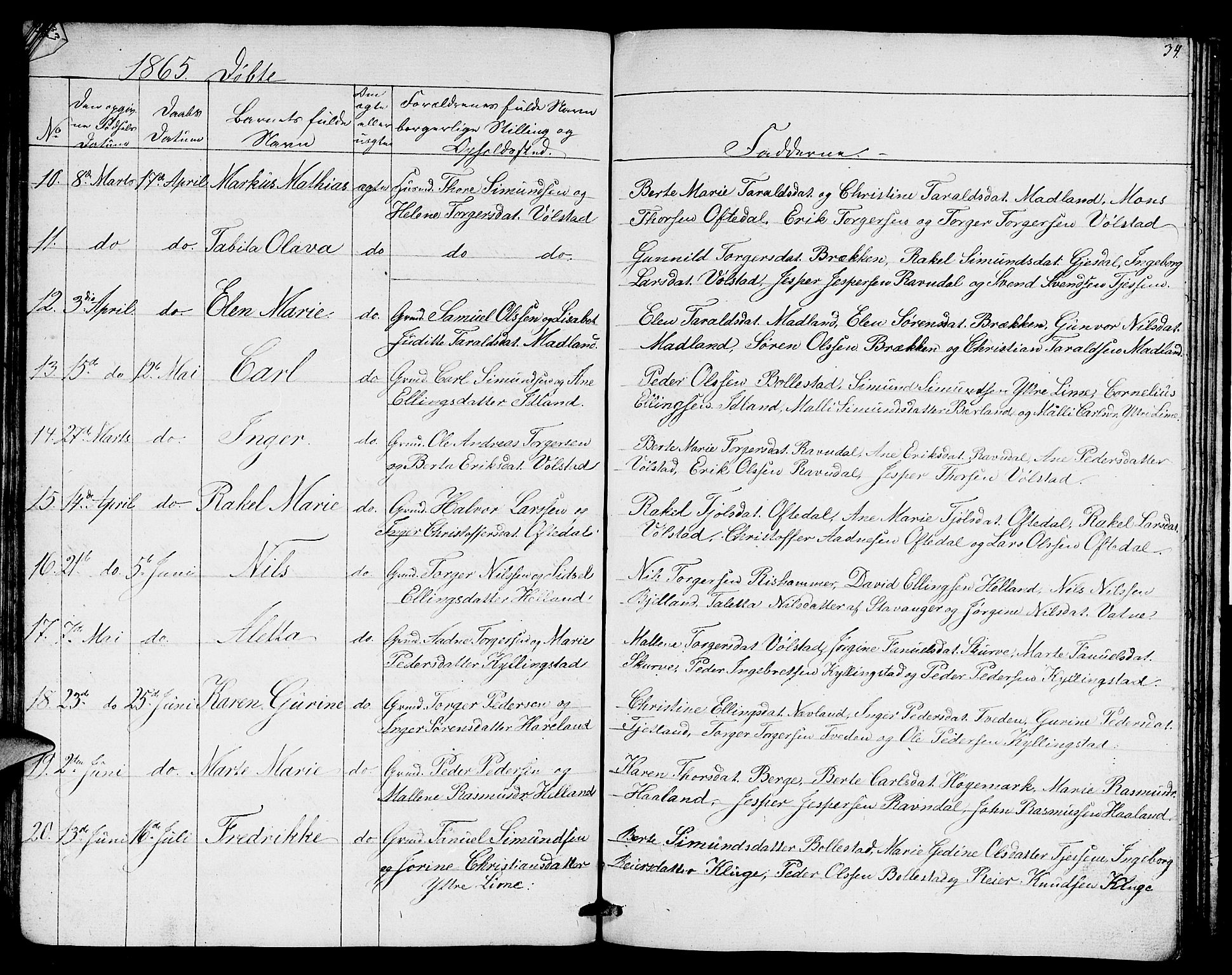 Lye sokneprestkontor, AV/SAST-A-101794/001/30BB/L0003: Parish register (copy) no. B 3, 1852-1874, p. 34